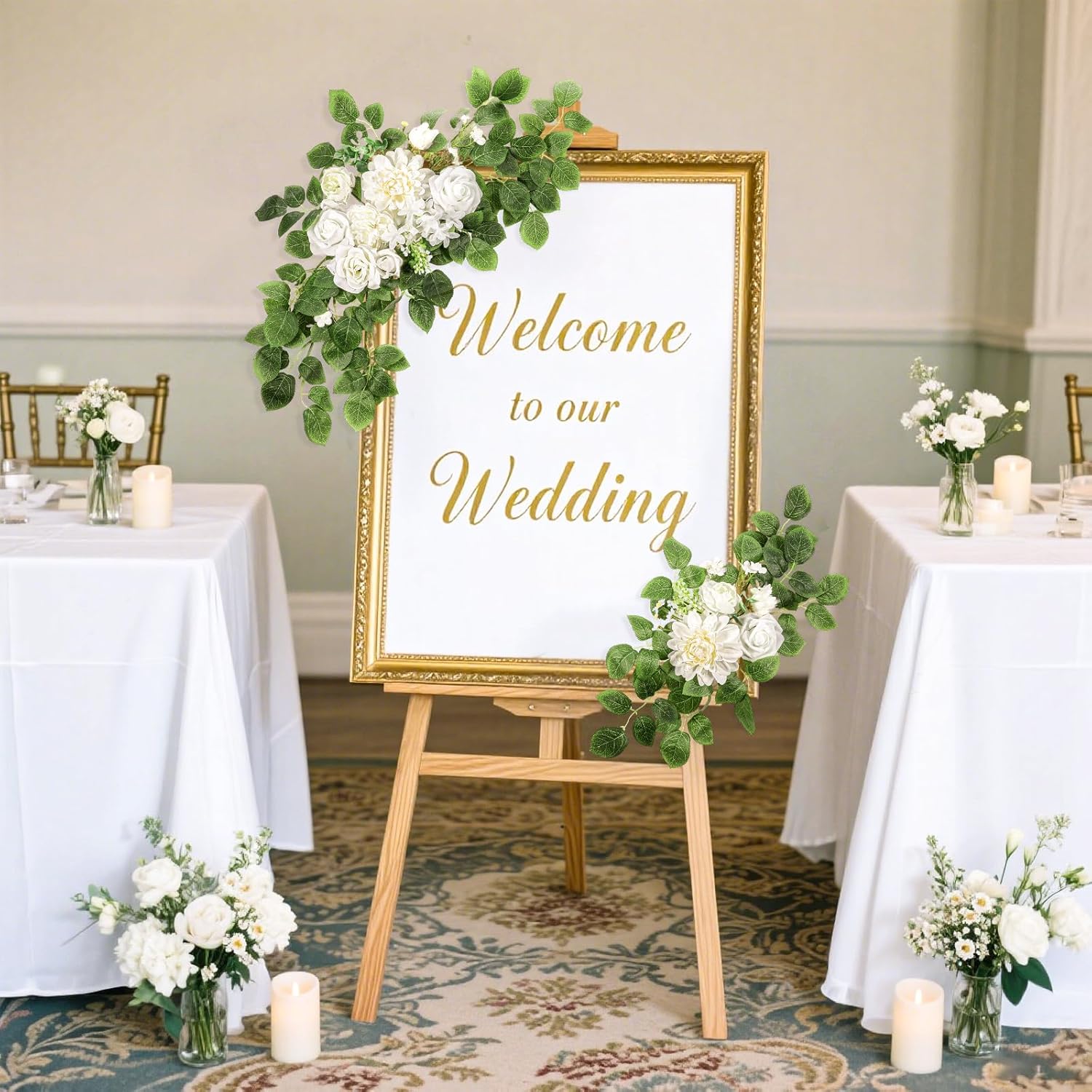 2 Packs Artificial Flower Wedding Arch Set 2820 Inch Swags