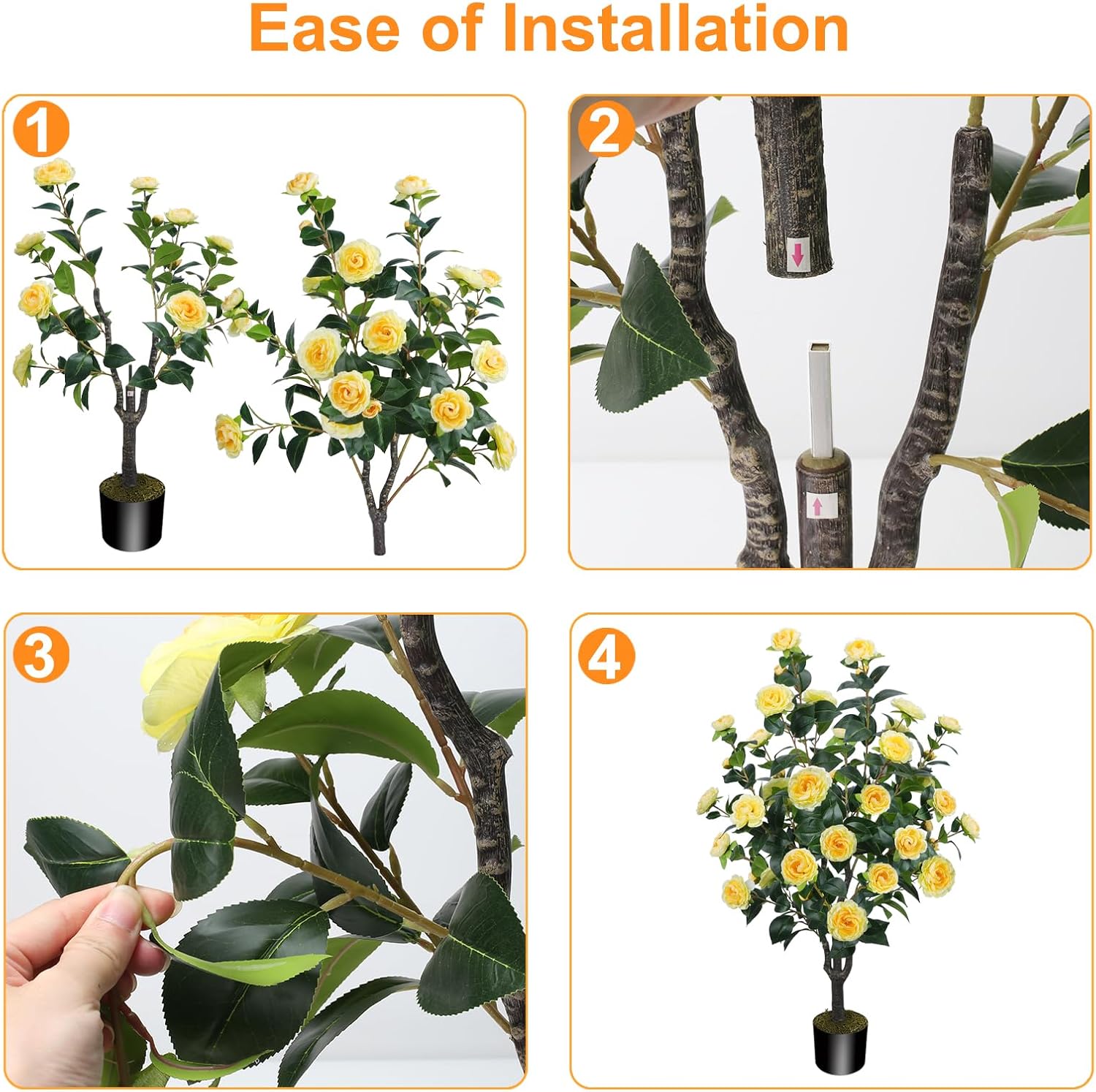 36FT Artificial Camellia Tree 2PCS with Dried Moss