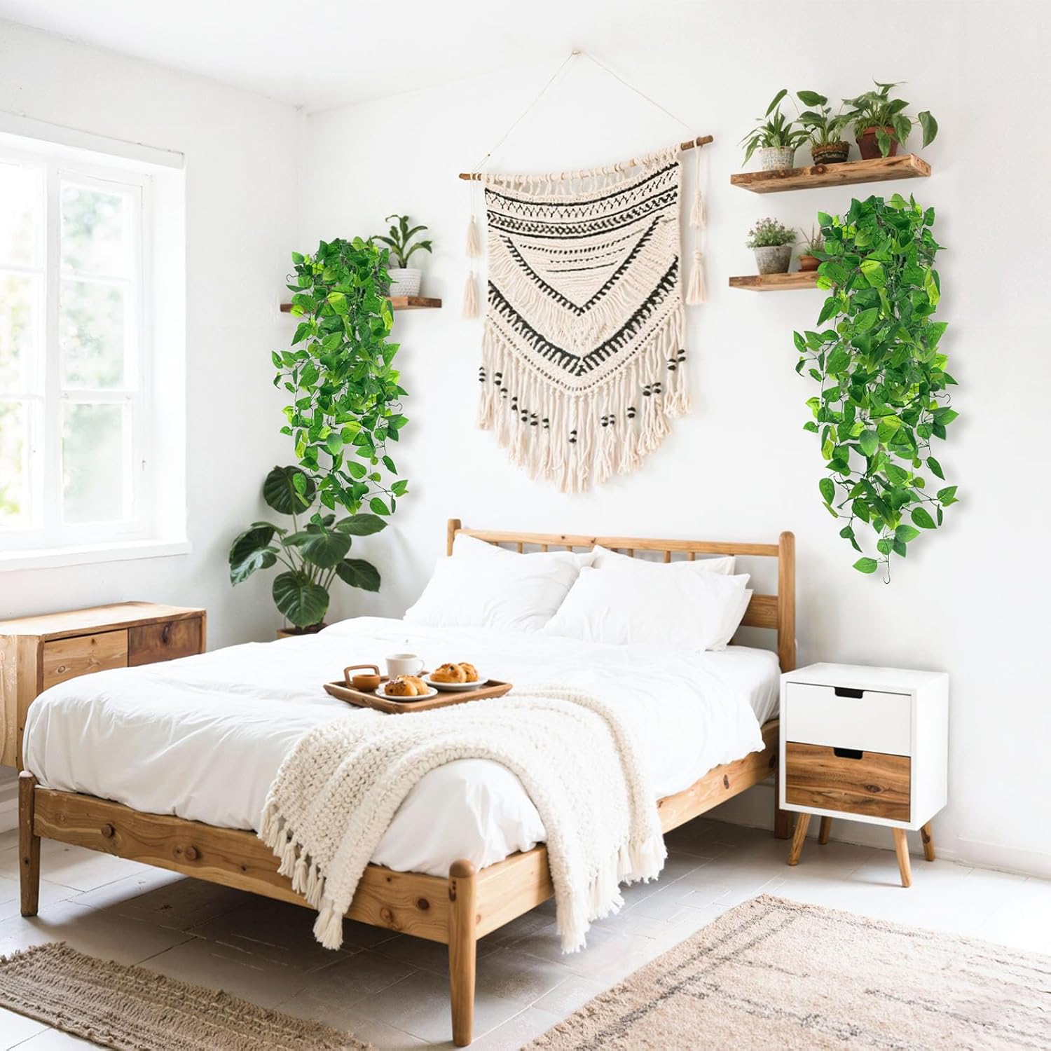 DomeStar 2PCS Fake Hanging Plants Ivy Vines Decor