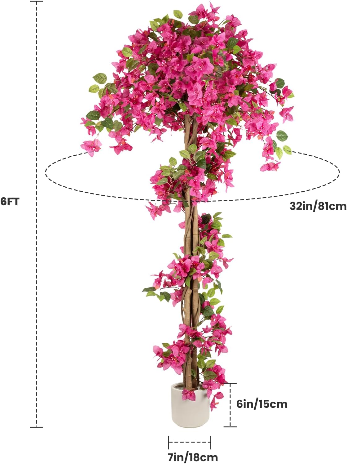 Romantic Season 6FT Artificial Bougainvillea Tree with Pot
