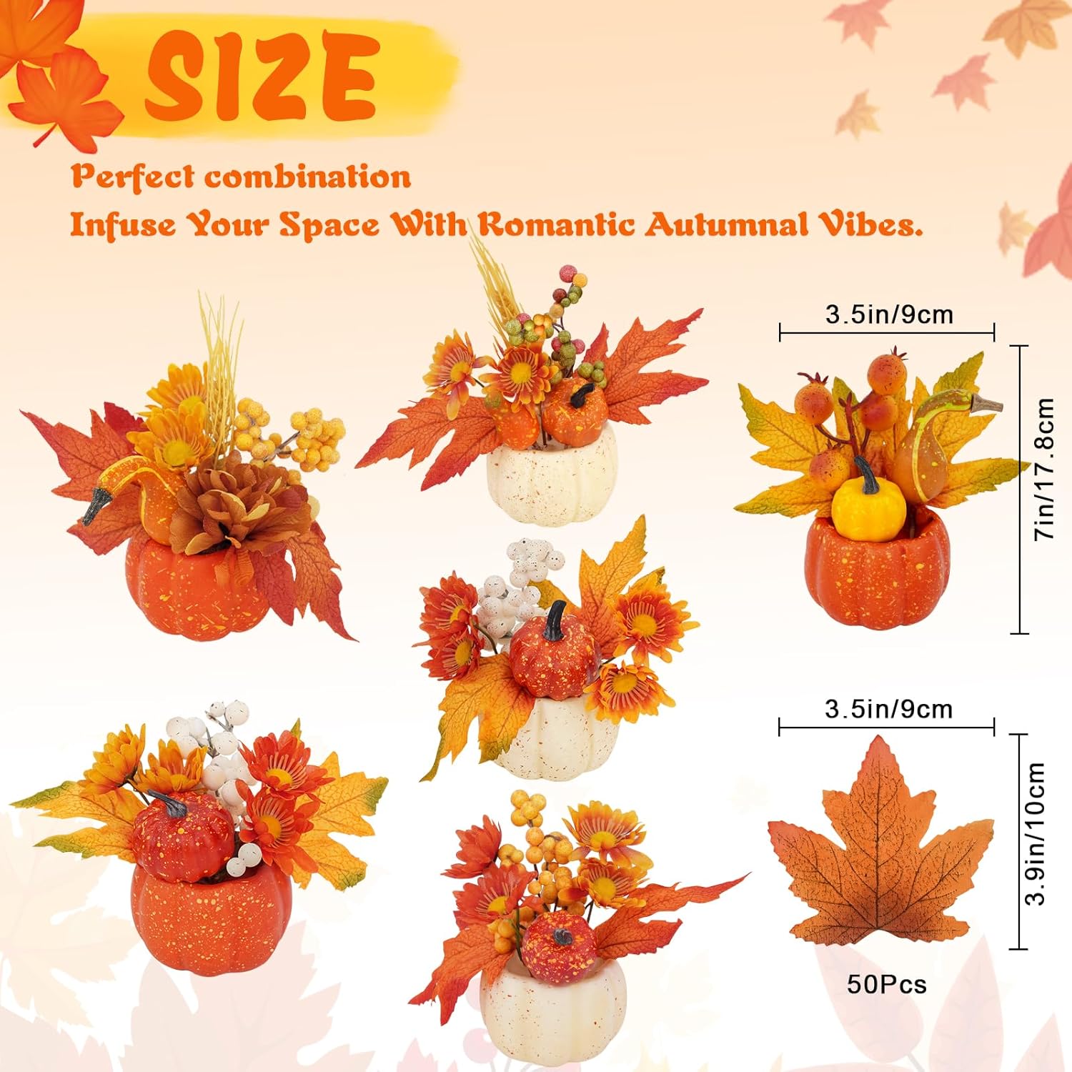 6Pcs Fake Pumpkin Decorations for Fall Celebrations