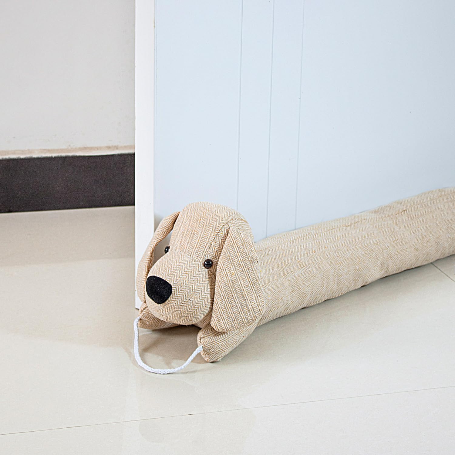 34 Inch Heavy Duty Draft Stopper with Cute Animal Design - Yellow Dog