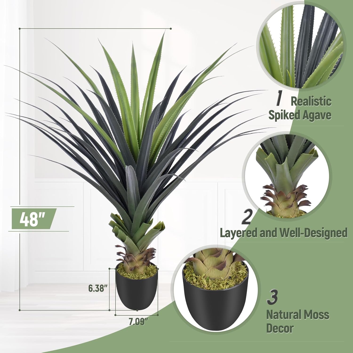 4ft Artificial Spiked Agave Plant Set of 2