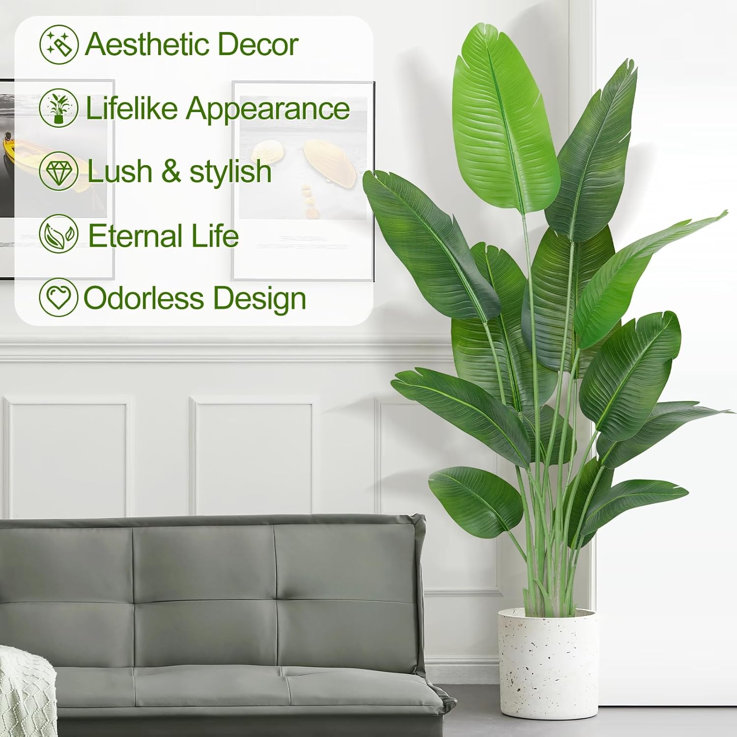 Lifelike Bird of Paradise Artificial Plant 6ft Faux Banana Leaf Tree