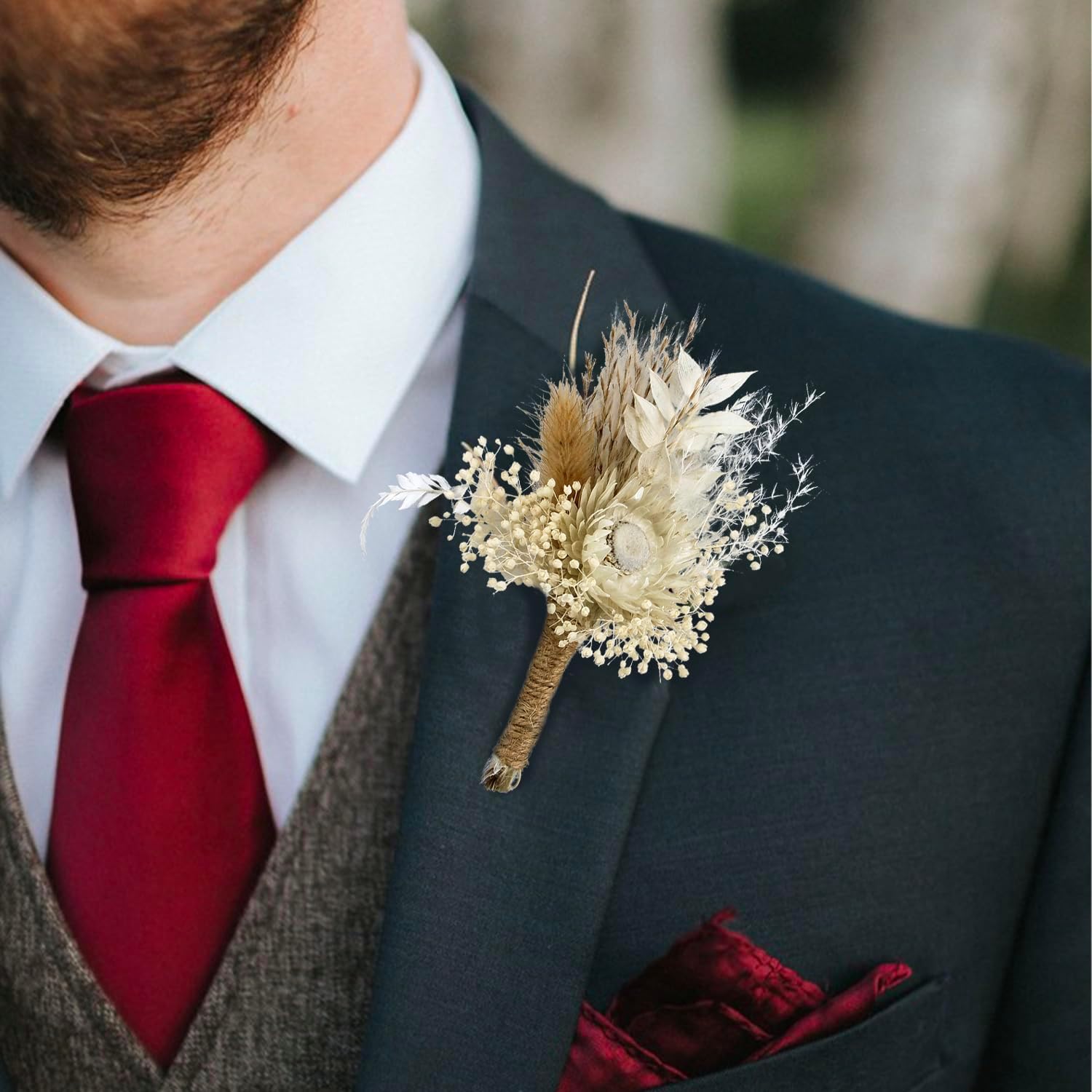 Rinlong Assorted Dried Flower Boutonnieres 6 Pcs