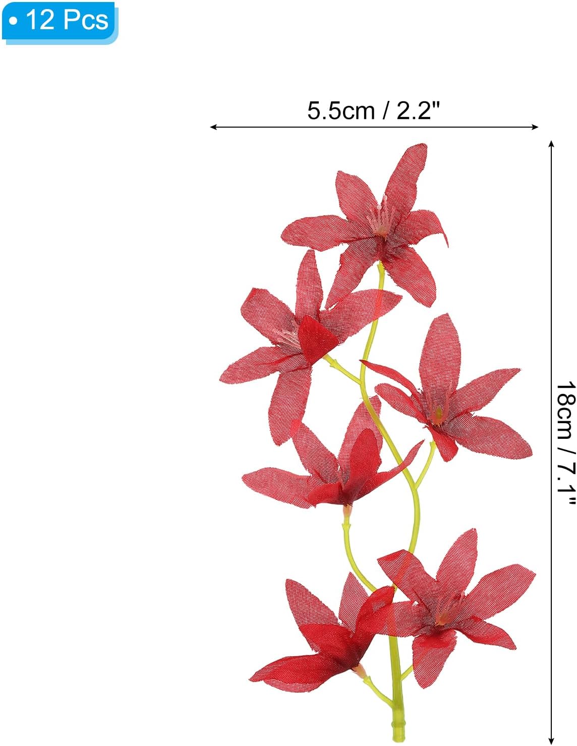 PATIKIL Red Artificial Orchid Flowers 12 Pcs Cylinder Vase Fillers