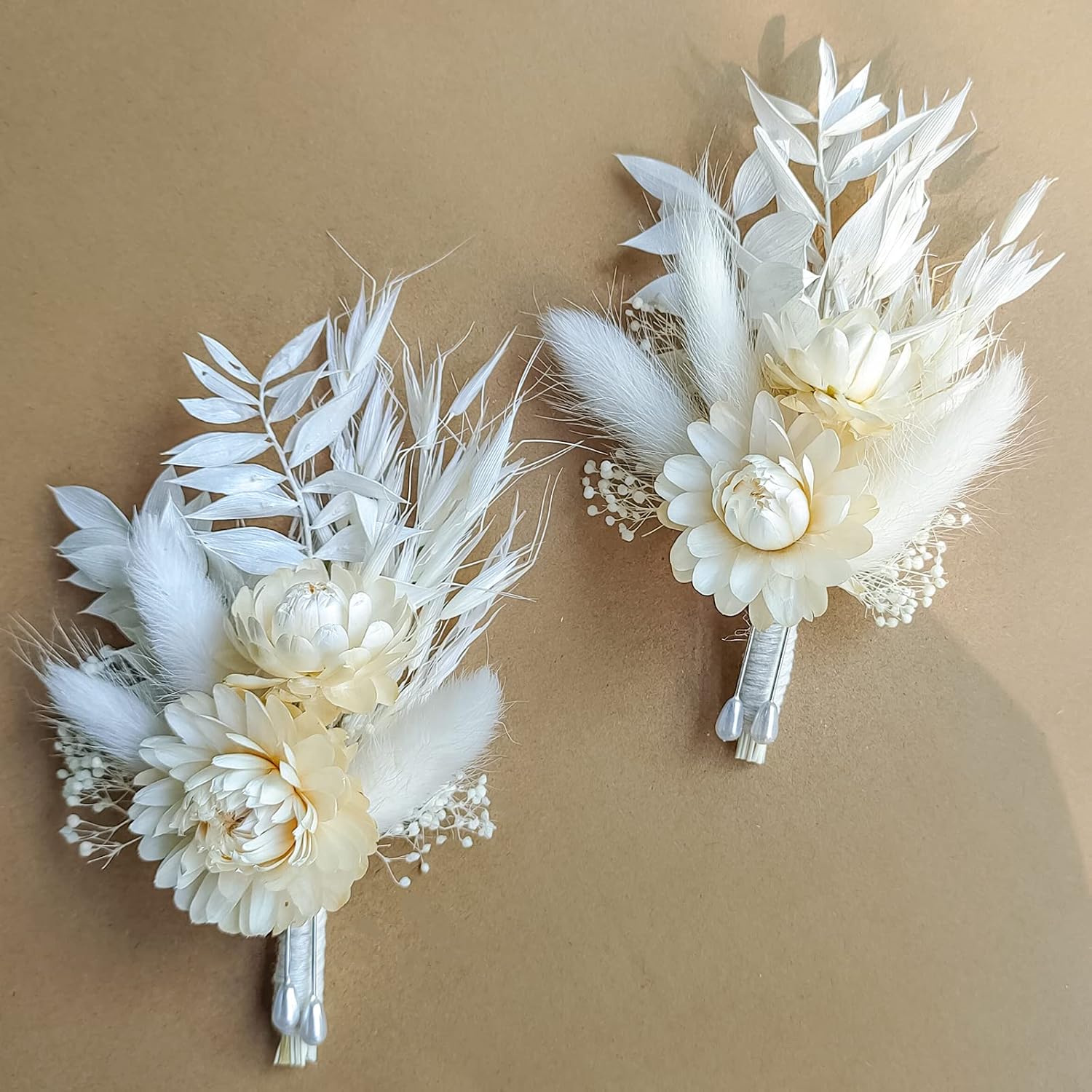 Dried Flowers Boutonniere Wedding 2 Piece Set for Groomsmen