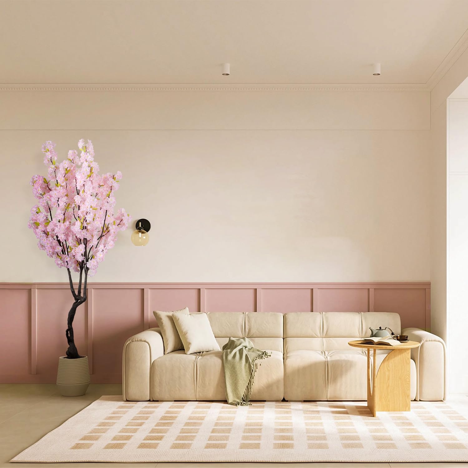 68ft Tall Pink Artificial Cherry Blossom Tree with Sturdy Pot