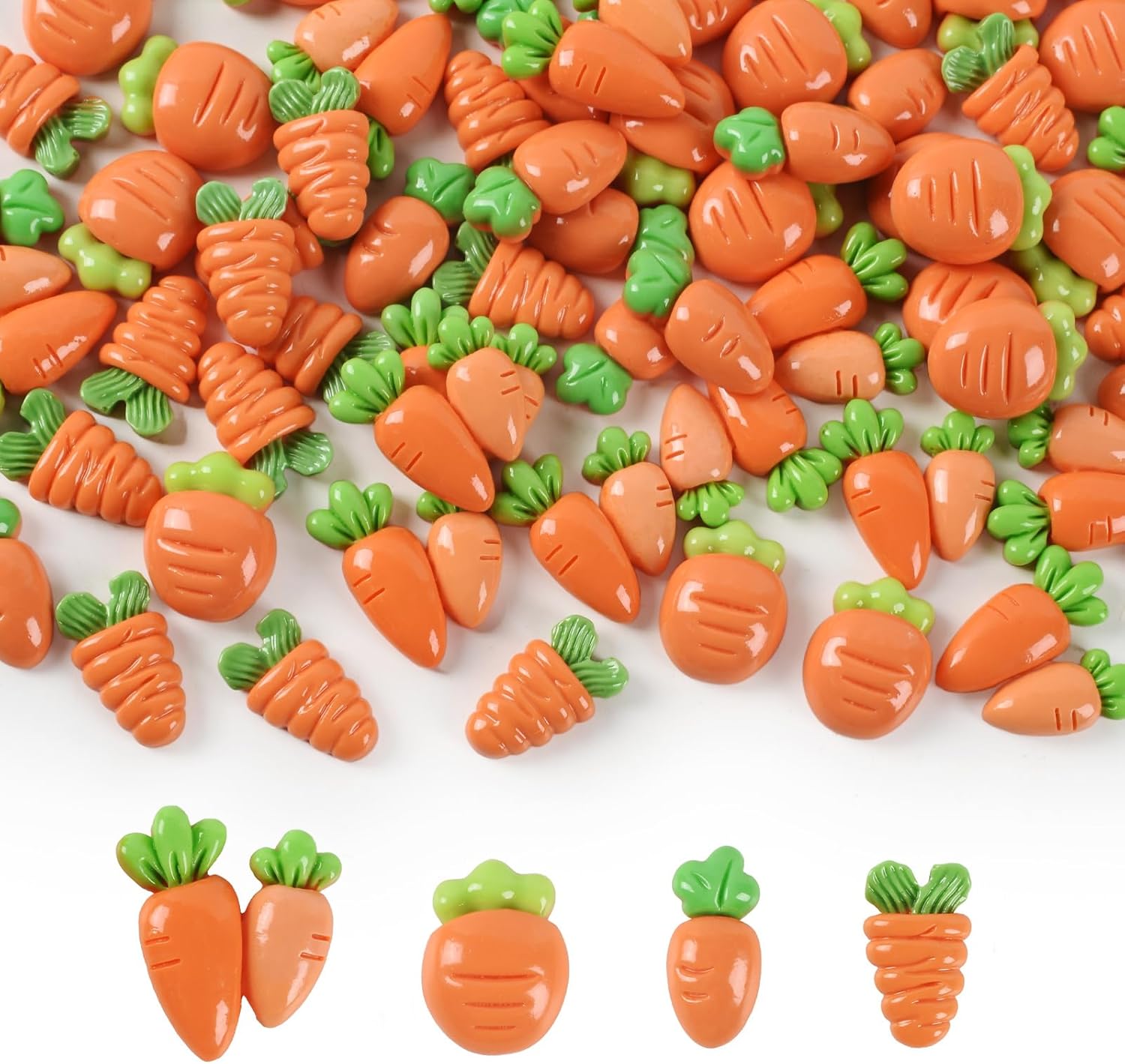 80pcs Easter Carrot Decorations Artificial Carrot Resin Flatback Vegetable Embellishments