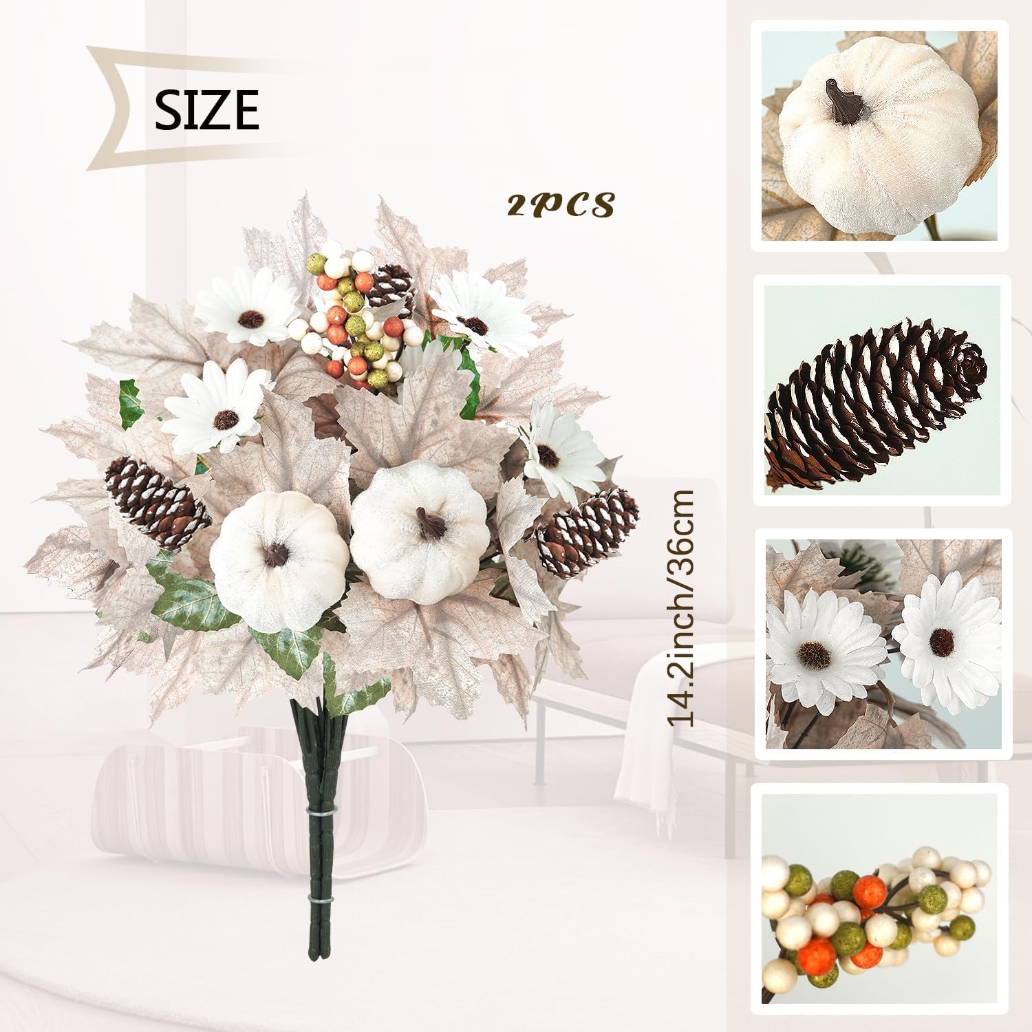 Artmag 2PCS Fall Artificial Flower Bouquets