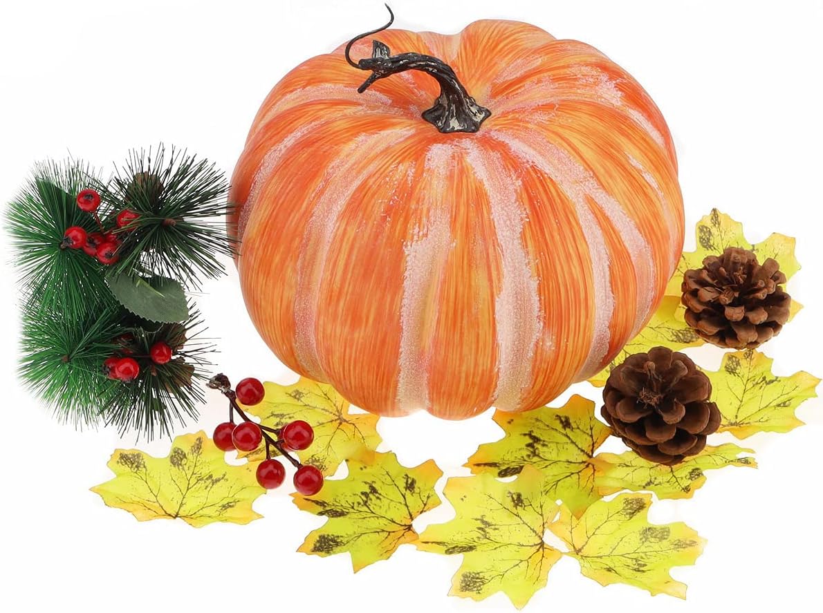 Woration Fake Pumpkin Decoration 84 Inch Yellow Artificial Vegetable