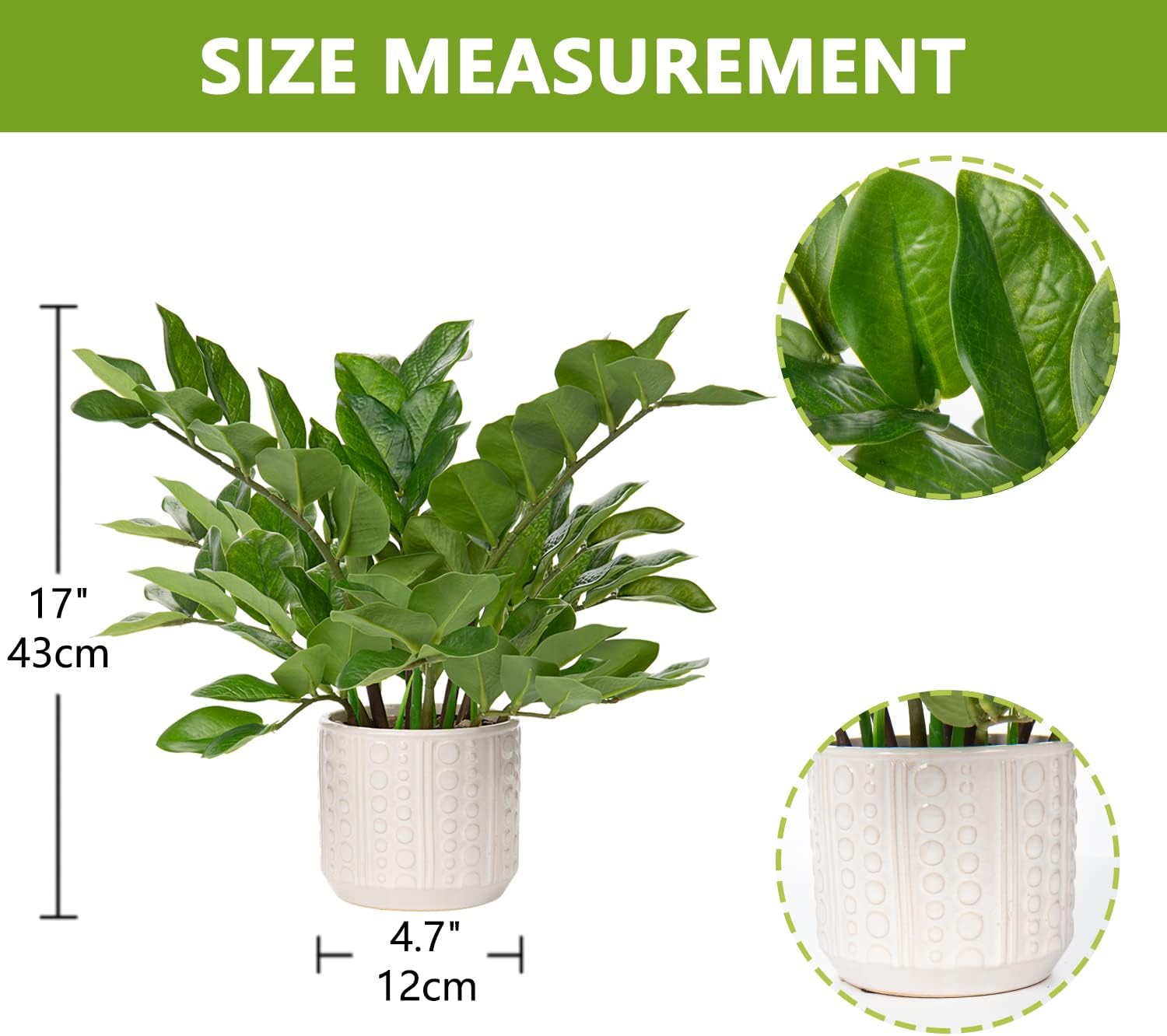Briful 17 Inch Artificial ZZ Plant in Ceramic Pot
