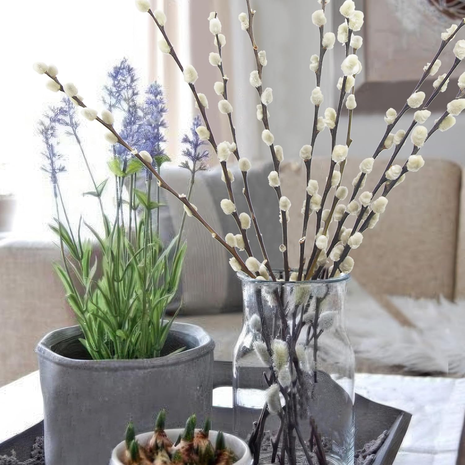 10 Pcs Real Pussy Willow Branches for Vases Decor