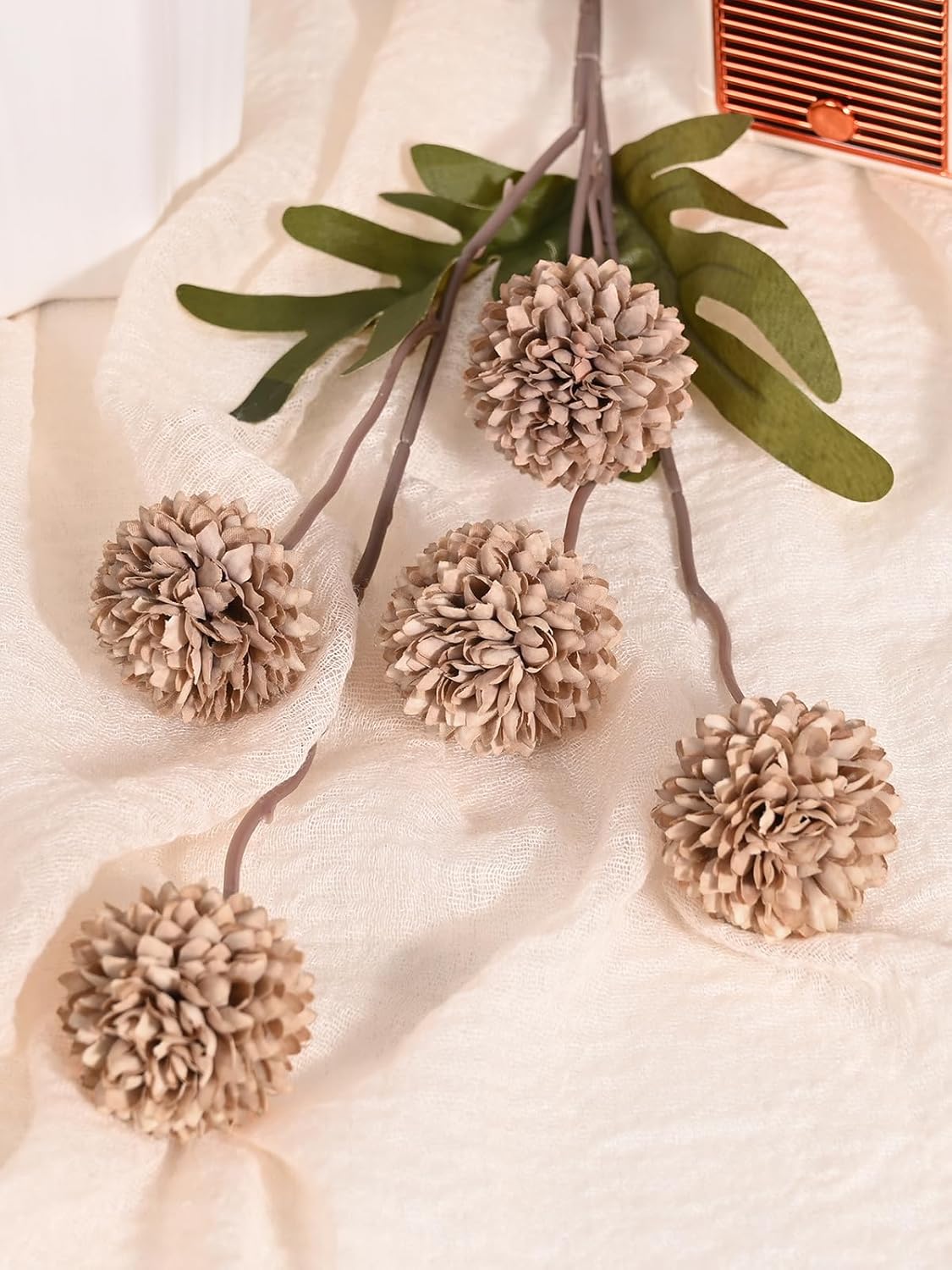 Waipfaru 10pcs Fake Silk Pompon Mum Artificial Flowers Set