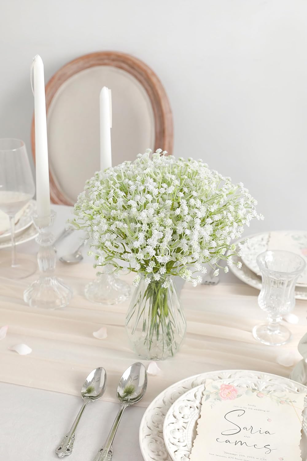 Babys Breath Artificial Flowers 30 Pcs White Gypsophila Greenery Sprays