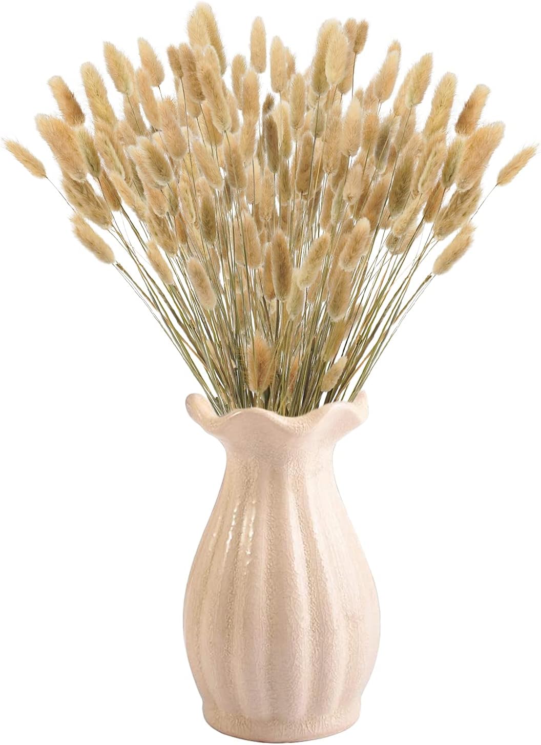 Uieke 17 Inch Natural Bunny Tails Dried Flowers 120 Pcs
