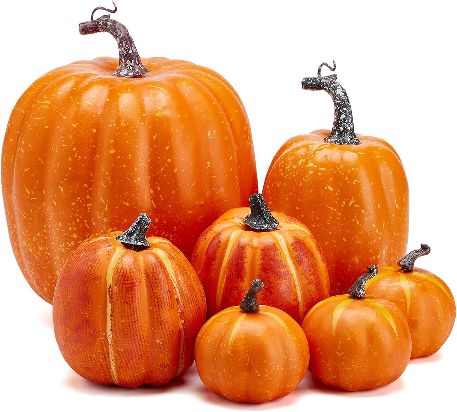 7Pcs Artificial Pumpkins Halloween Decoration Set