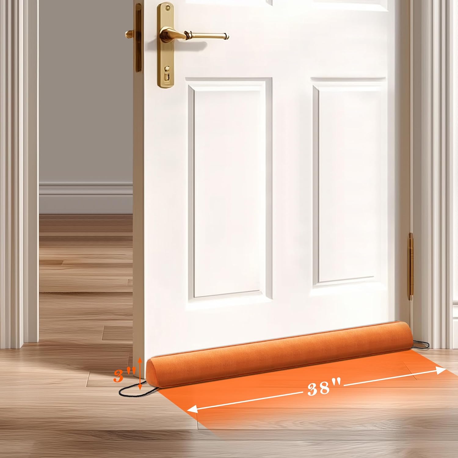 Sunolga 38 Inch Weighted Door Draft Stopper - Orange