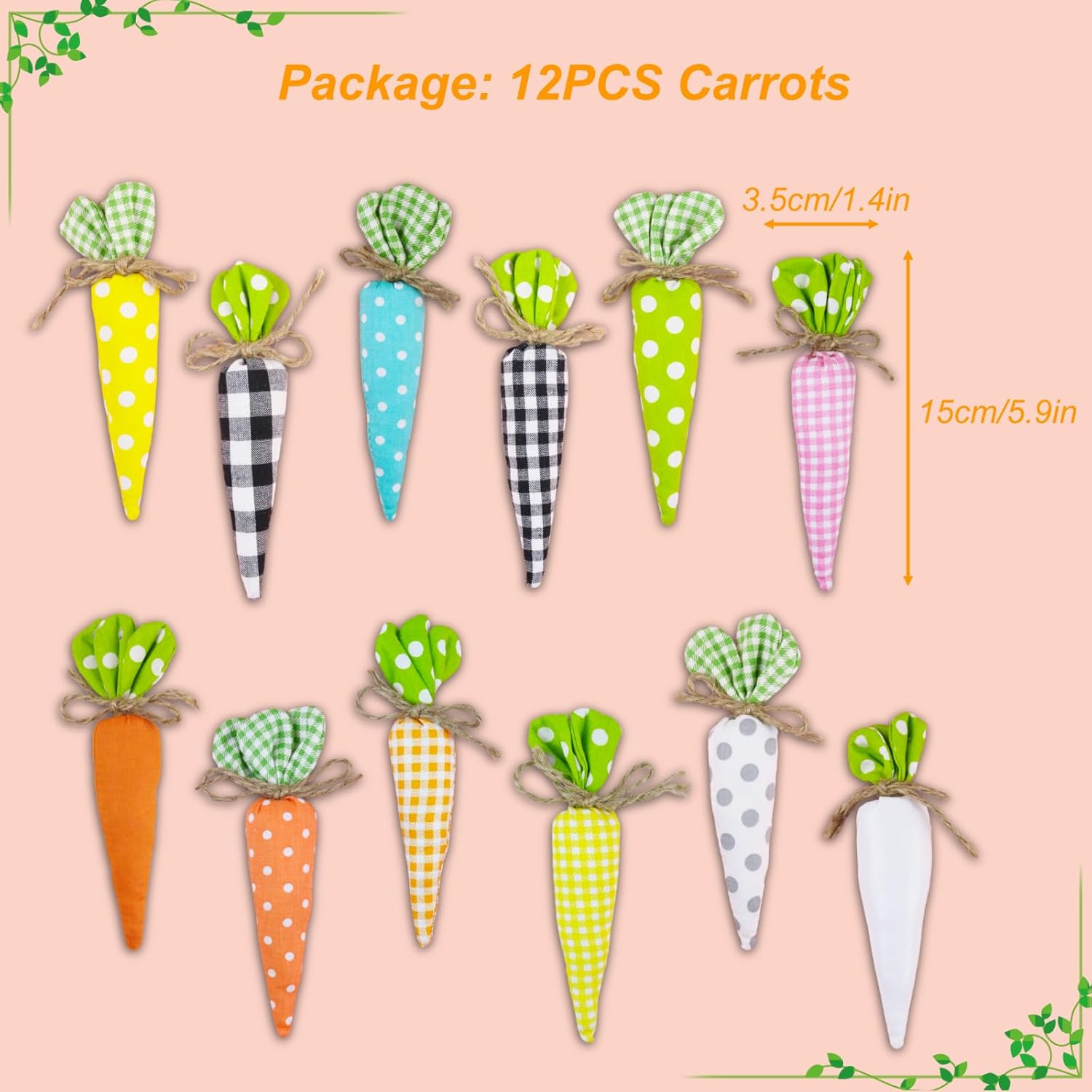 Brihasory Easter Carrots Decorations Set of 12