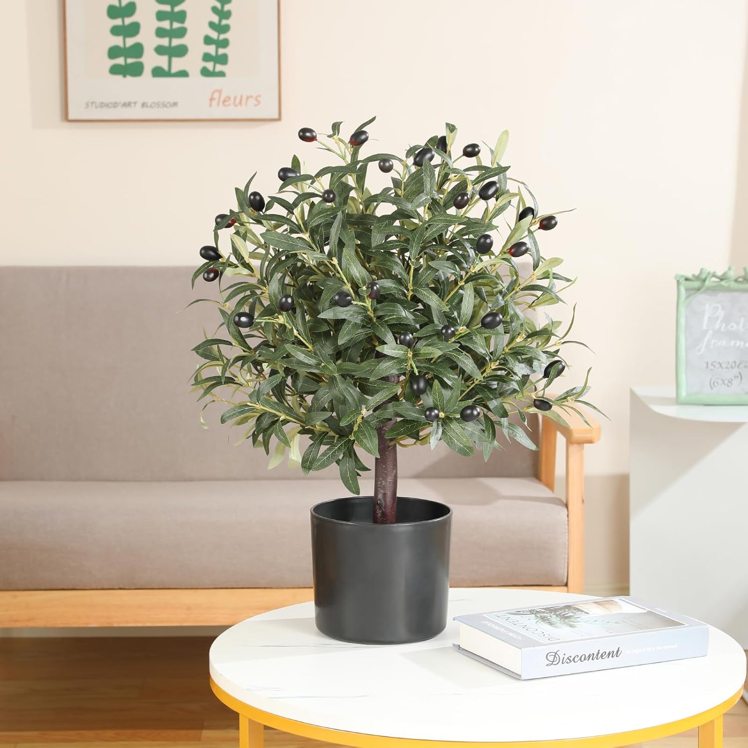 LUWENER 25 Artificial Olive Topiary Ball Set of 2