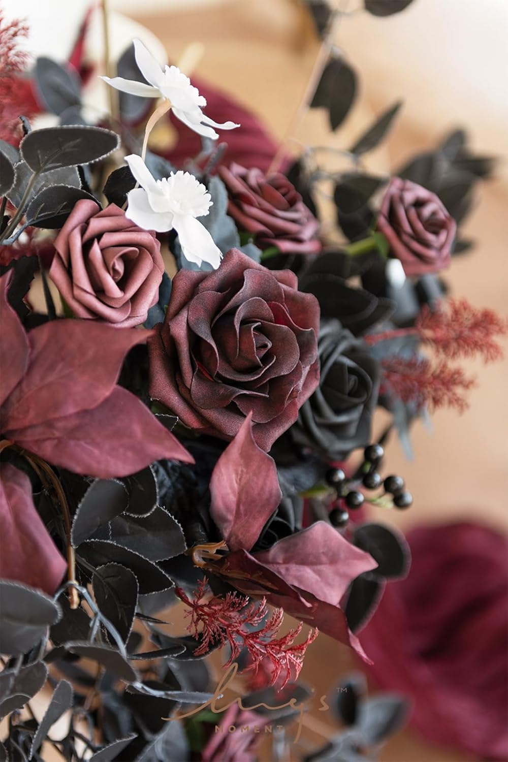 Lings Moment 2PCS Black Arch Flowers Artificial Floral Swags Centerpieces