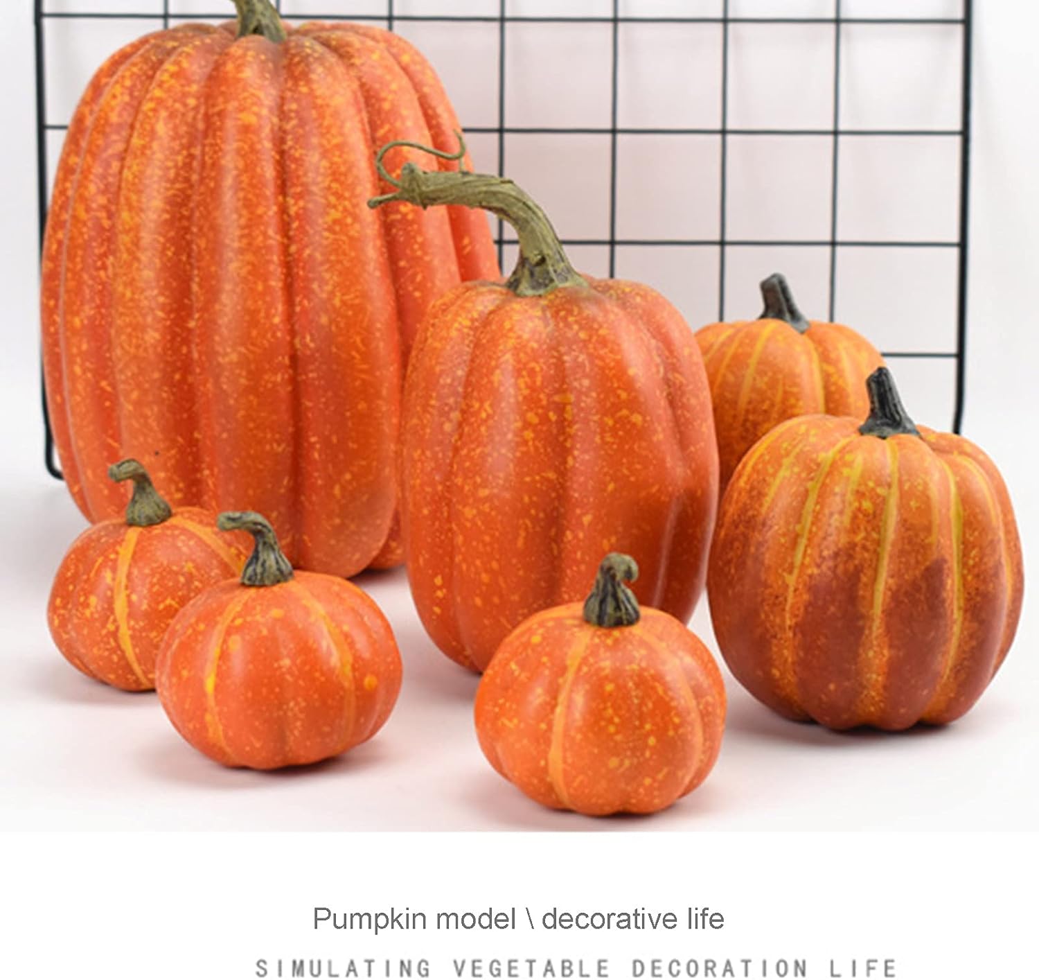 7Pcs Artificial Pumpkins Halloween Decoration Set