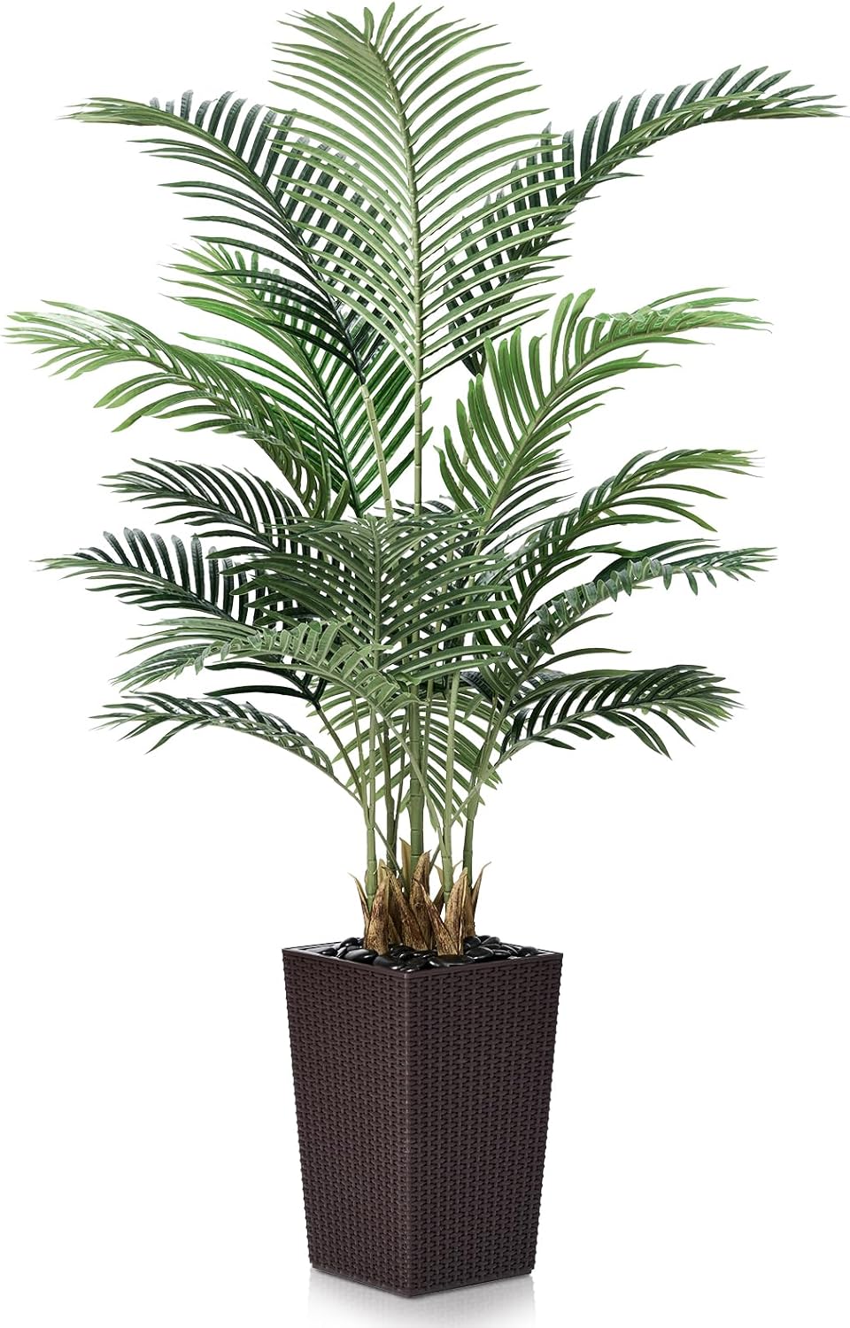 5FT Artificial Palm Tree with Brown Taper Planter and Pebbles