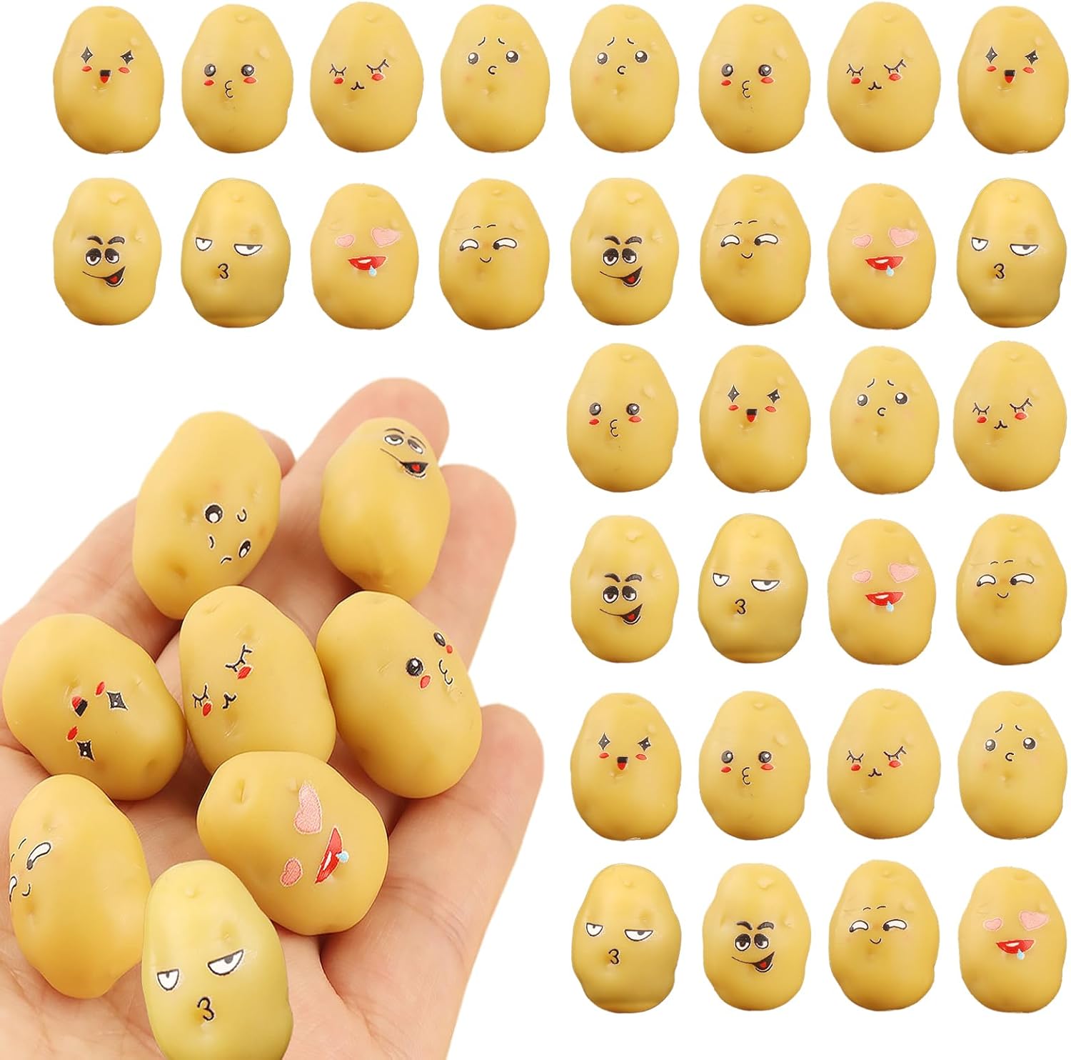32pcs Mini Resin Potatoes Decor Lifelike Artificial Vegetables