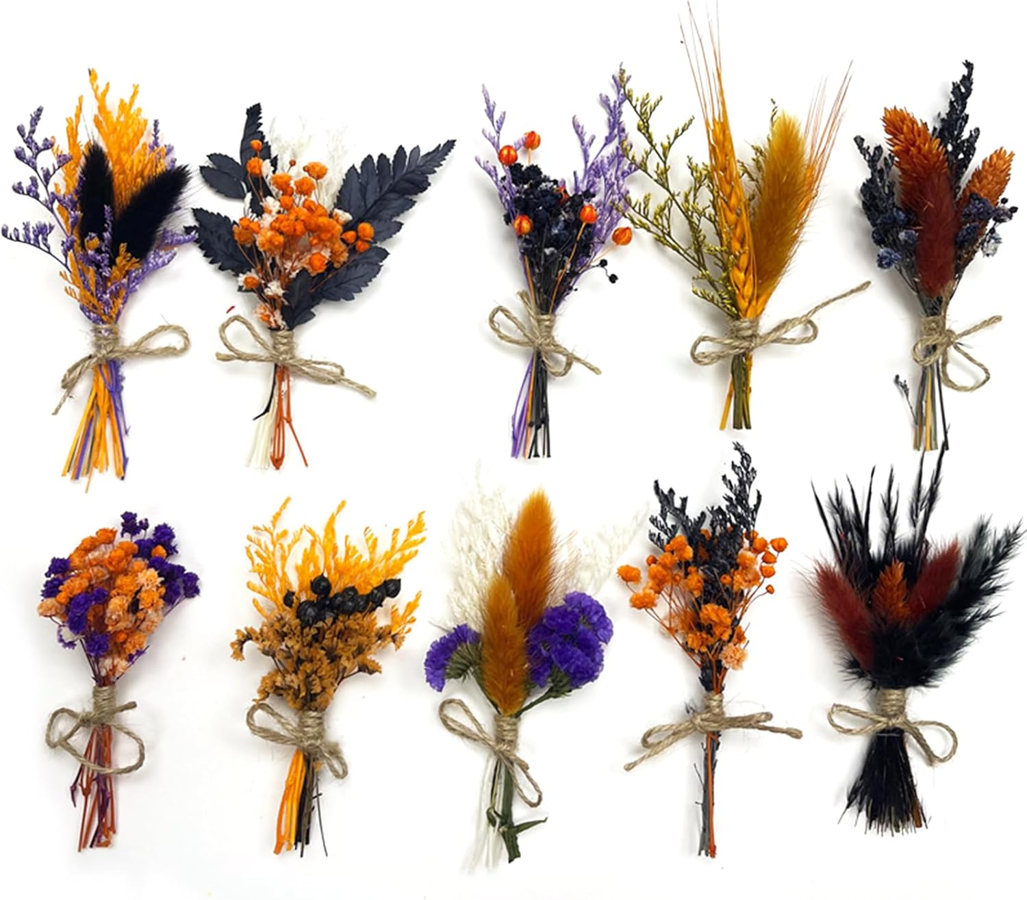 DULRLLY 10pcs Mini Dried Flower Bouquet Bulk