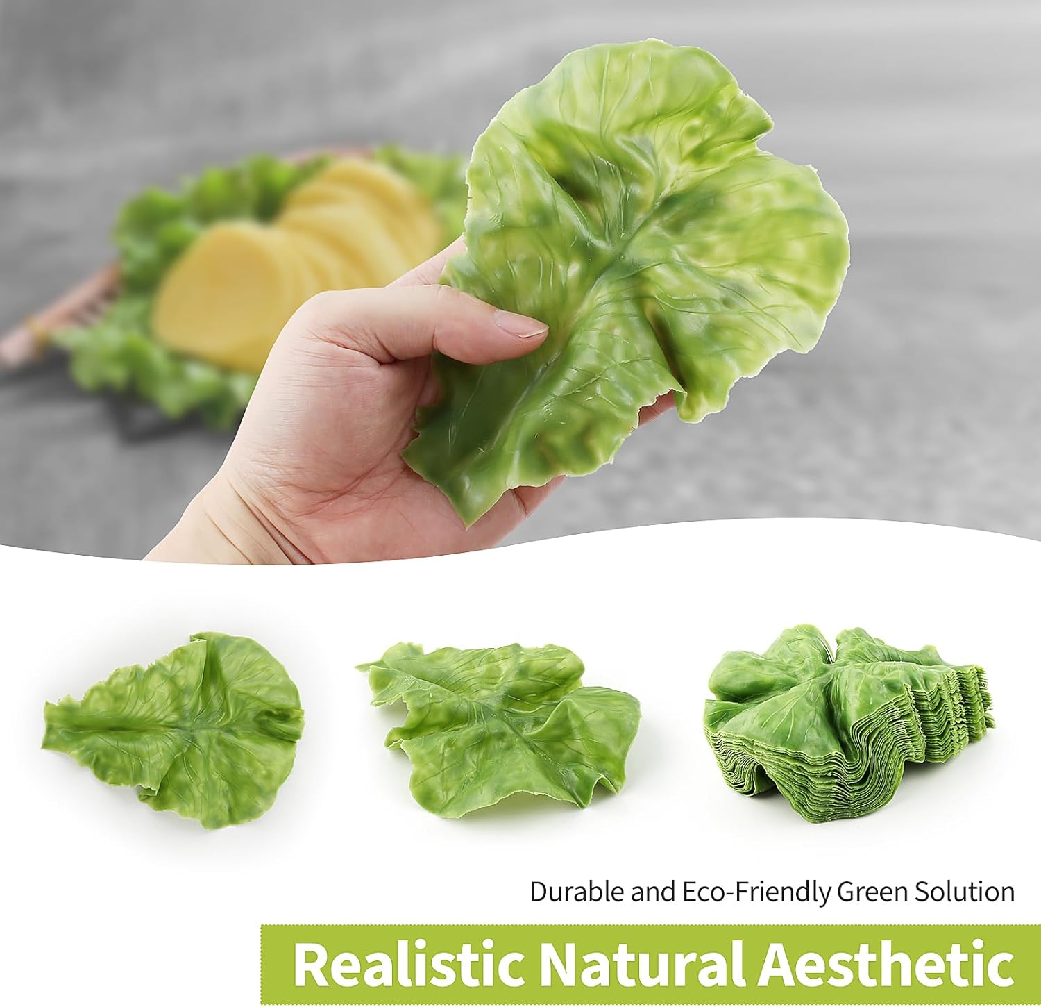 10PCS Realistic Artificial Lettuce Leaves for Decor