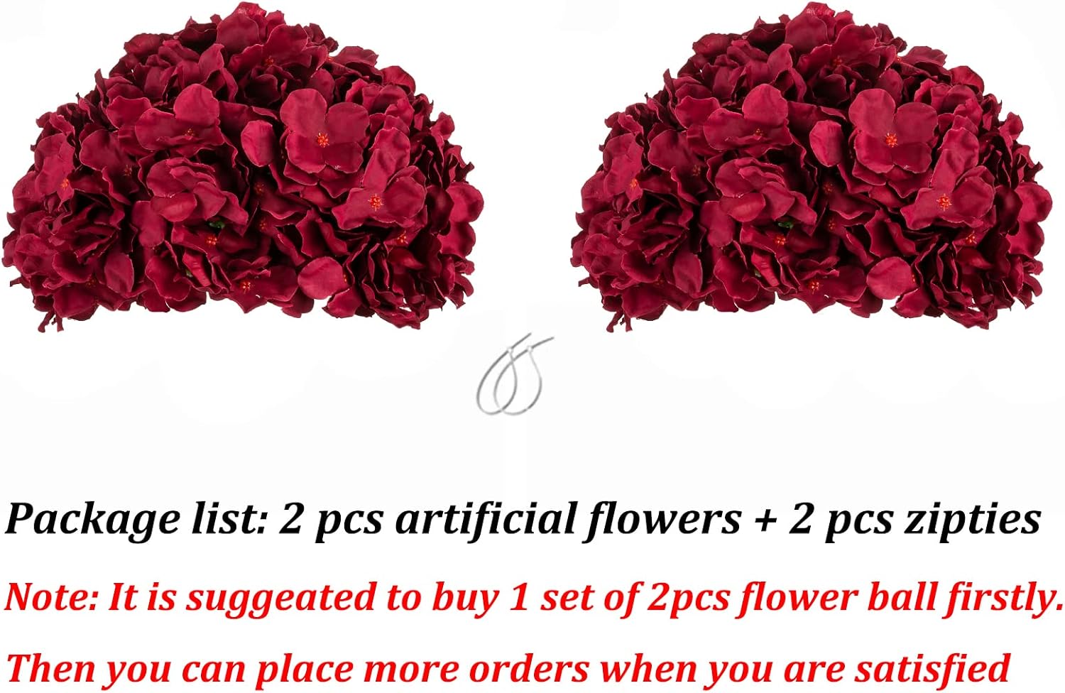 BLOSMON Artificial Hydrangea Flower Balls 2 Pcs