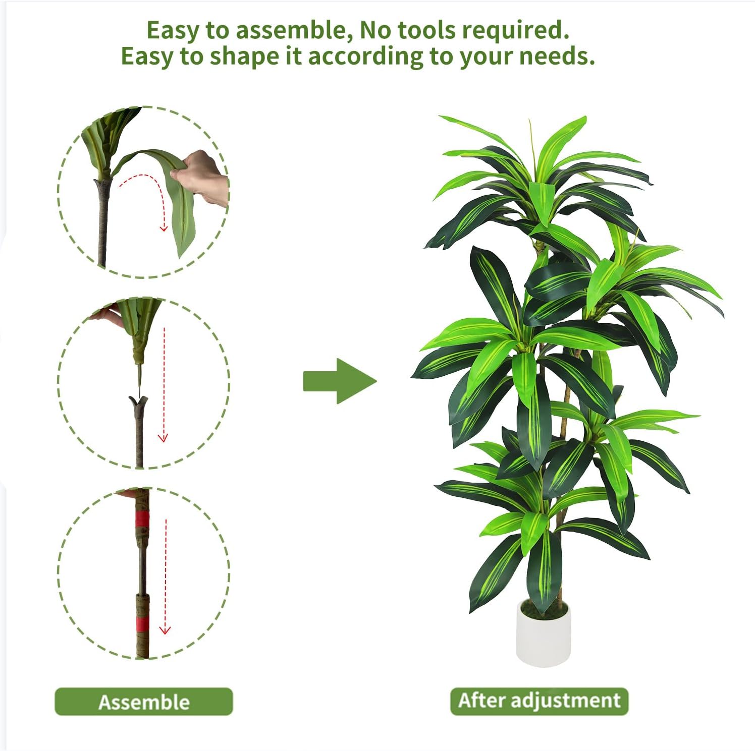 Gaoqisi Artificial Dracaena Tree 5FT Decor