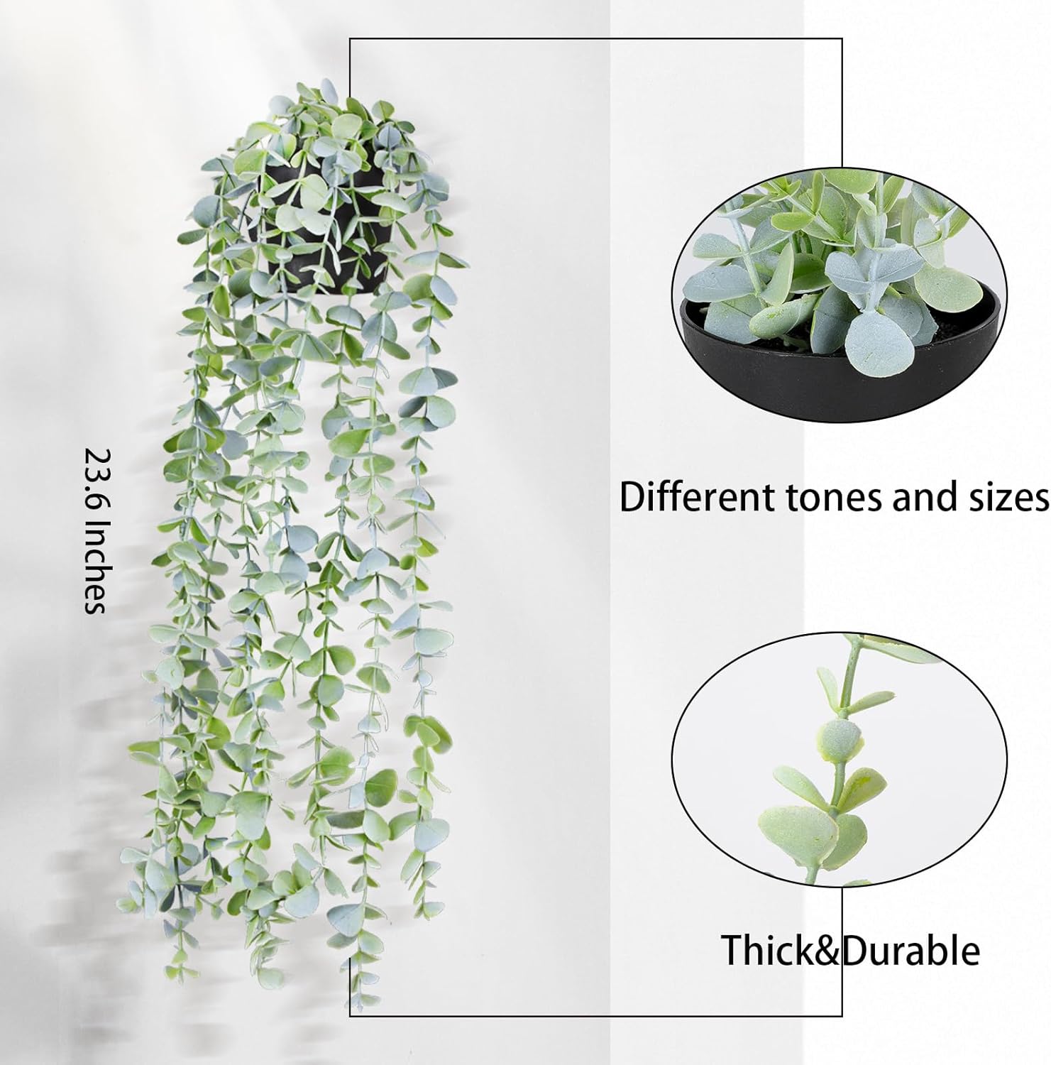 BACAMA Fake Hanging Eucalyptus Plants Pack of 2 236 Inch