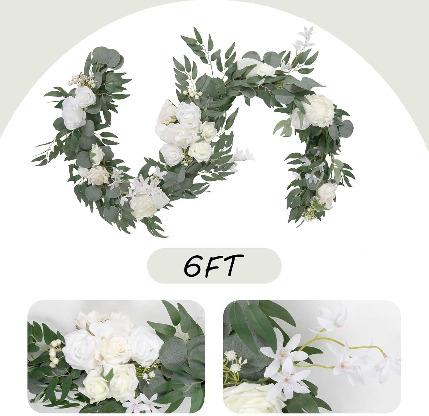 Flower Garland Wedding Backdrop Decor 6 Ft Eucalyptus Rose