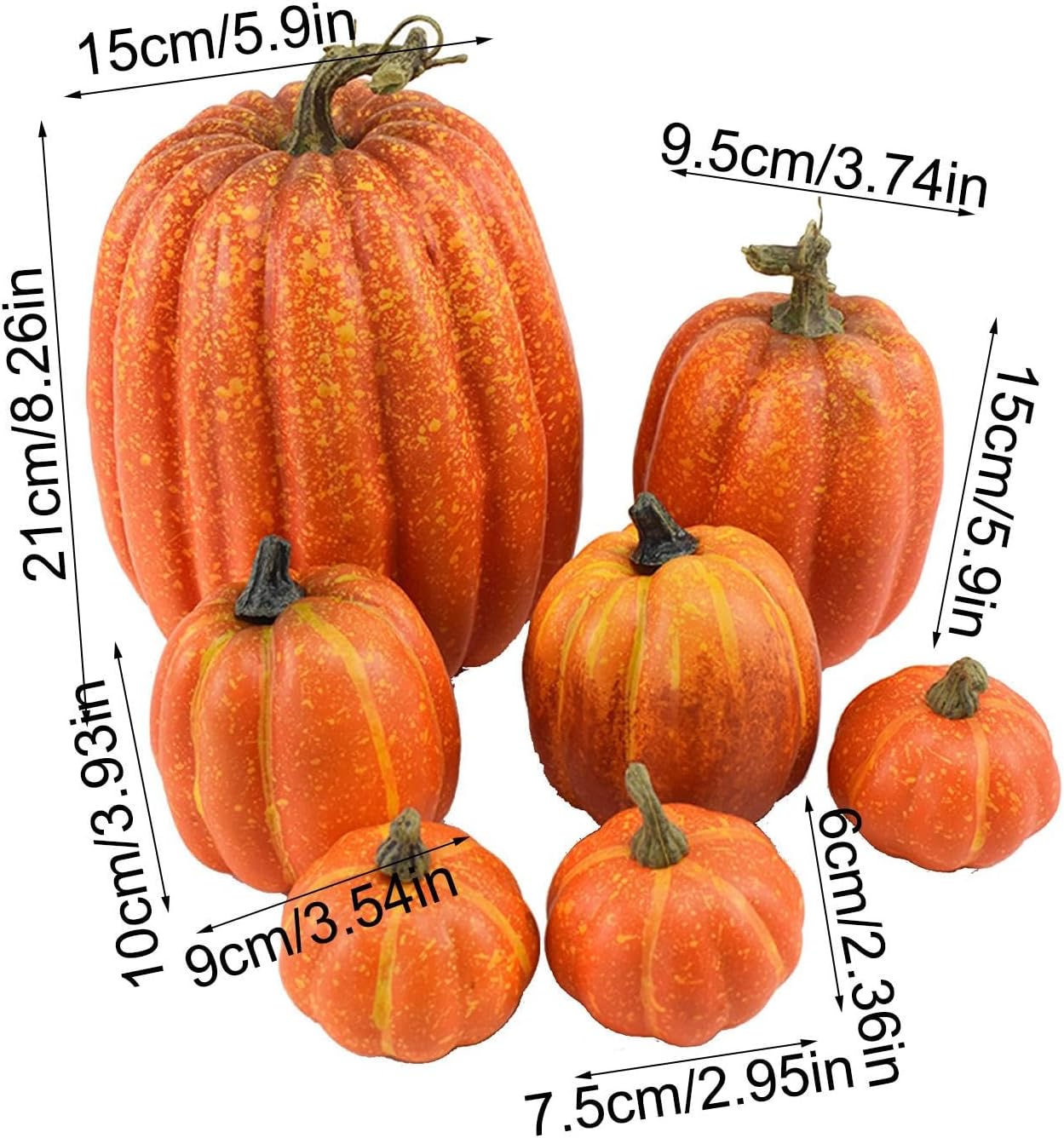 7 Artificial Foam Pumpkins for Halloween Decor