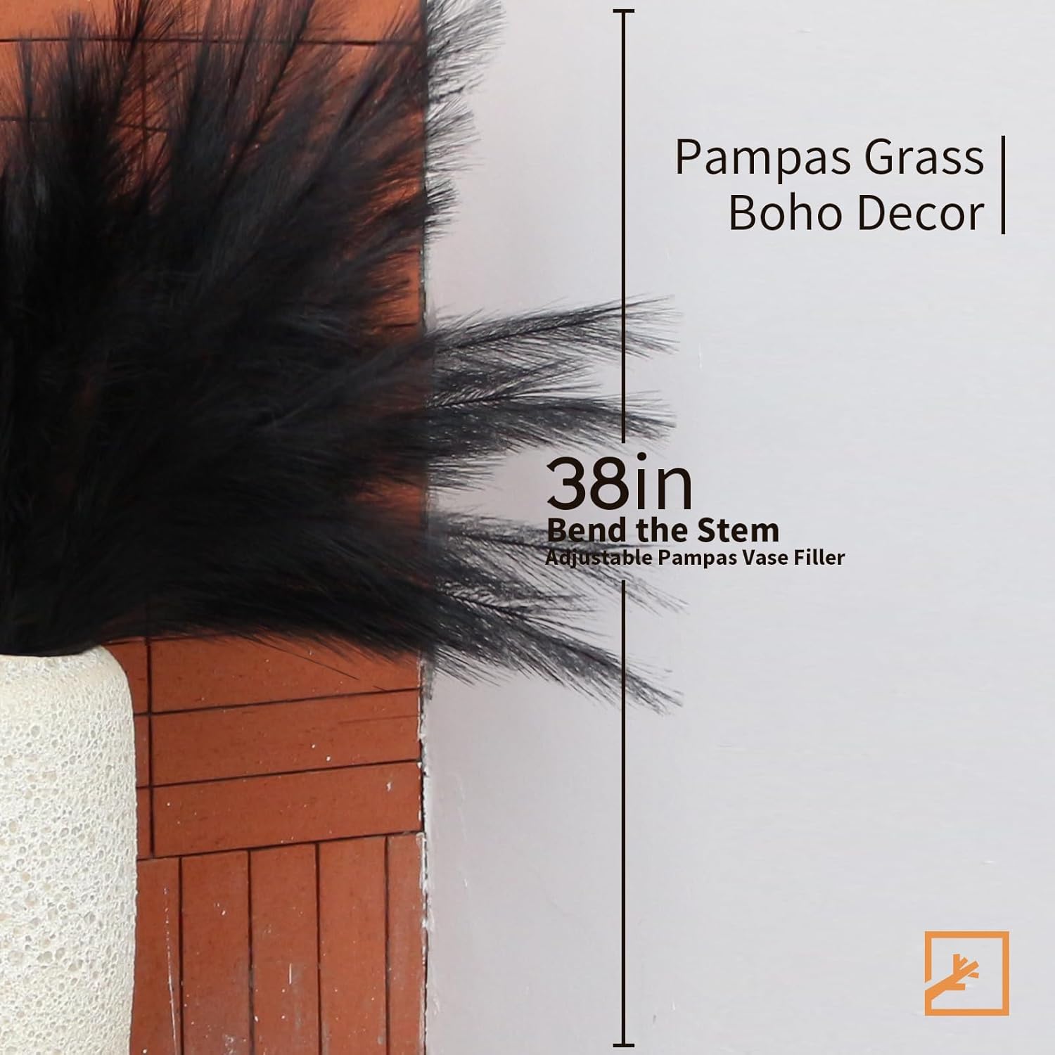 ZIFTY 7-Pcs 38 Black Pampas Grass Artificial Flower Set