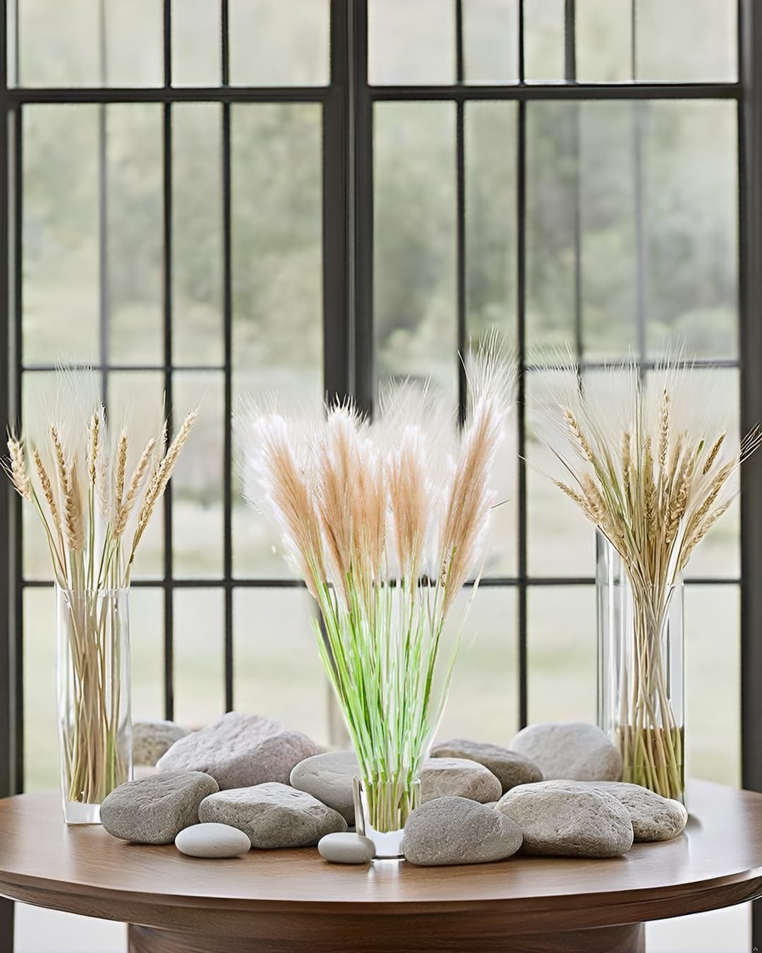 UiiziC Faux Pampas Grass 5 PCS Artificial Flower Decor