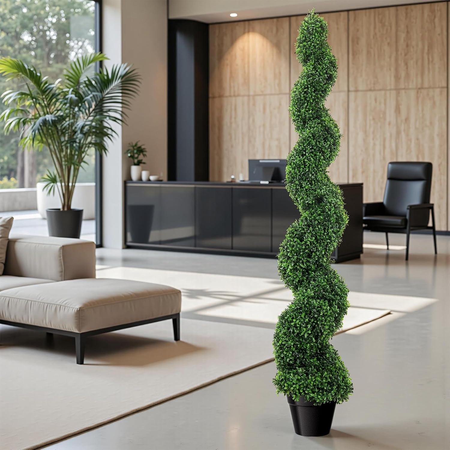 5 Ft Artificial Boxwood Spiral Topiary Tree