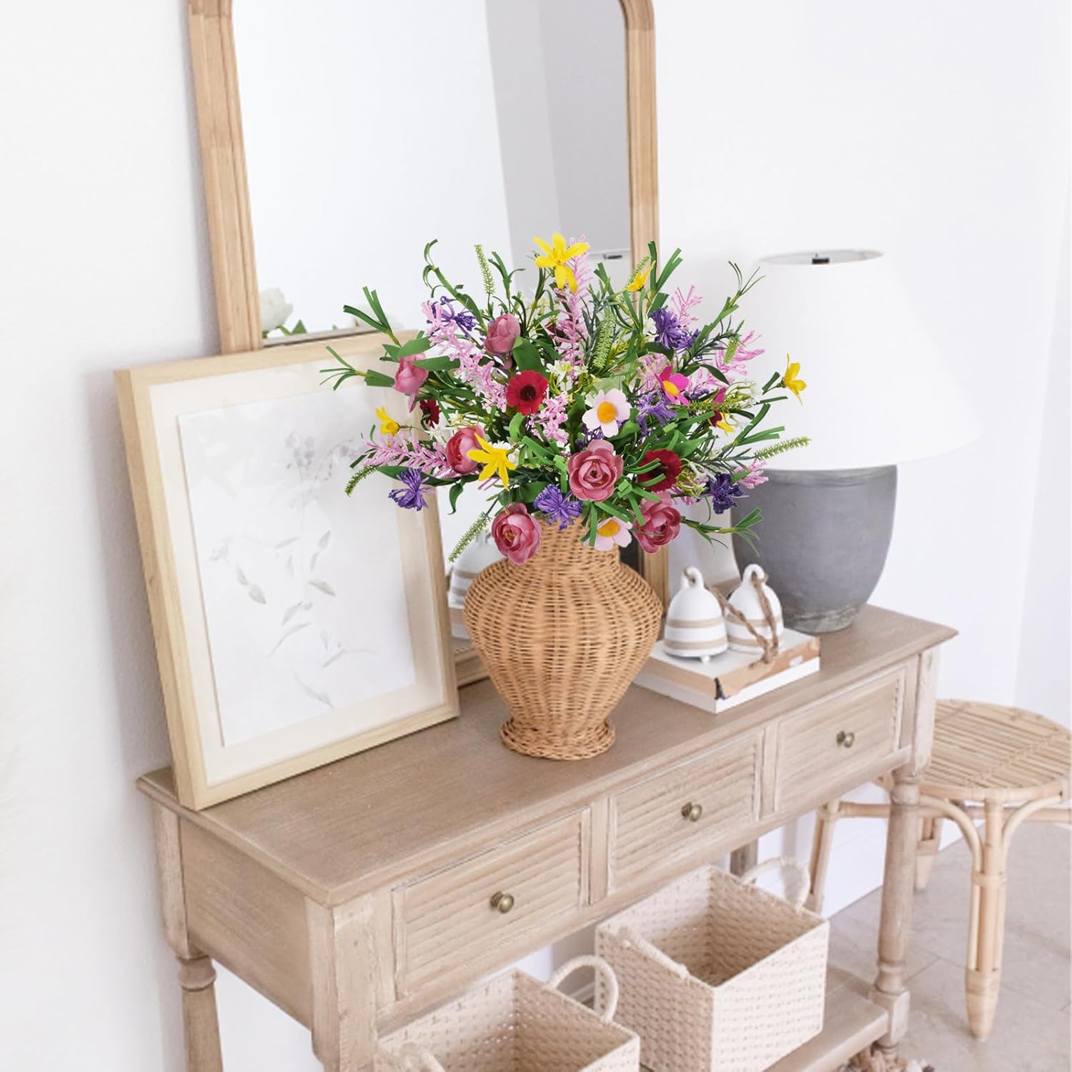 GTIDEA 3 Bundle Artificial Flowers Bouquet Decor