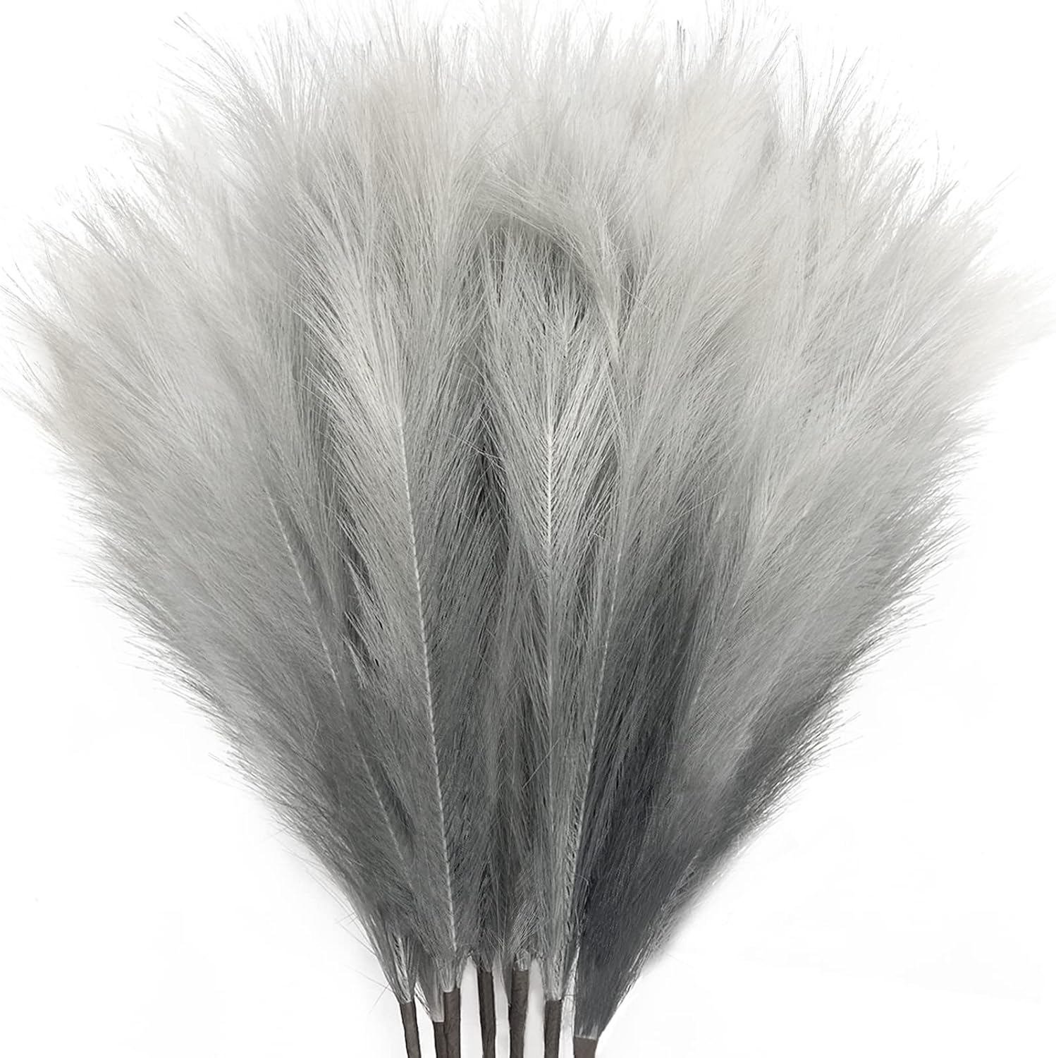 8Pcs 3FT Grey Faux Pampas Grass for Boho Decor