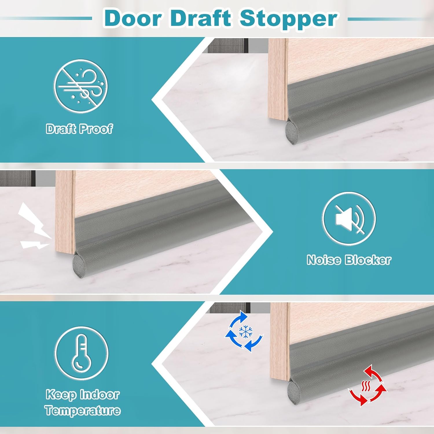 Uxcell 2Pcs 37 Inch Door Draft Stopper