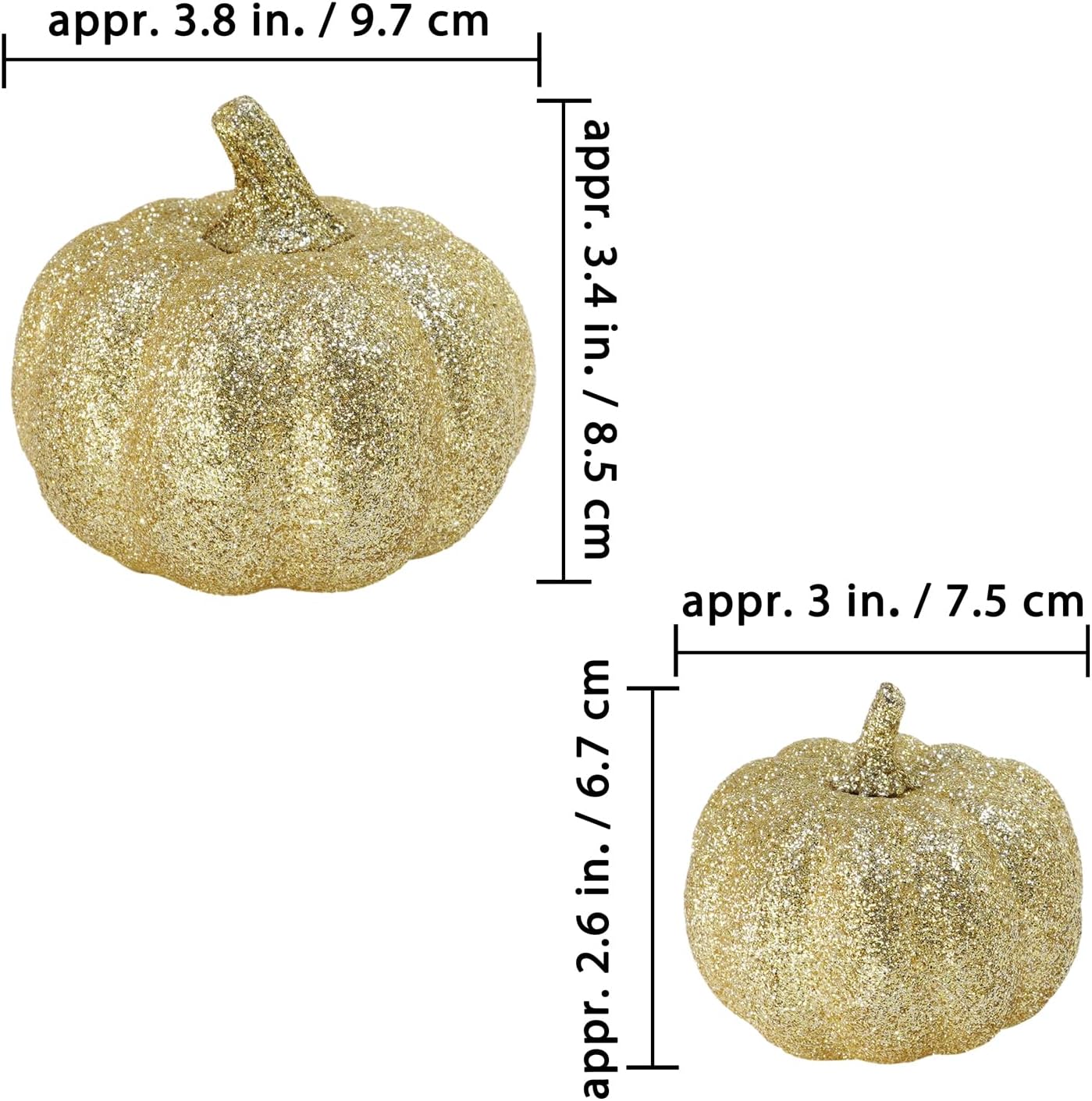 Winlyn 12 Pcs Champagne Glitter Artificial Pumpkins Fall Decor