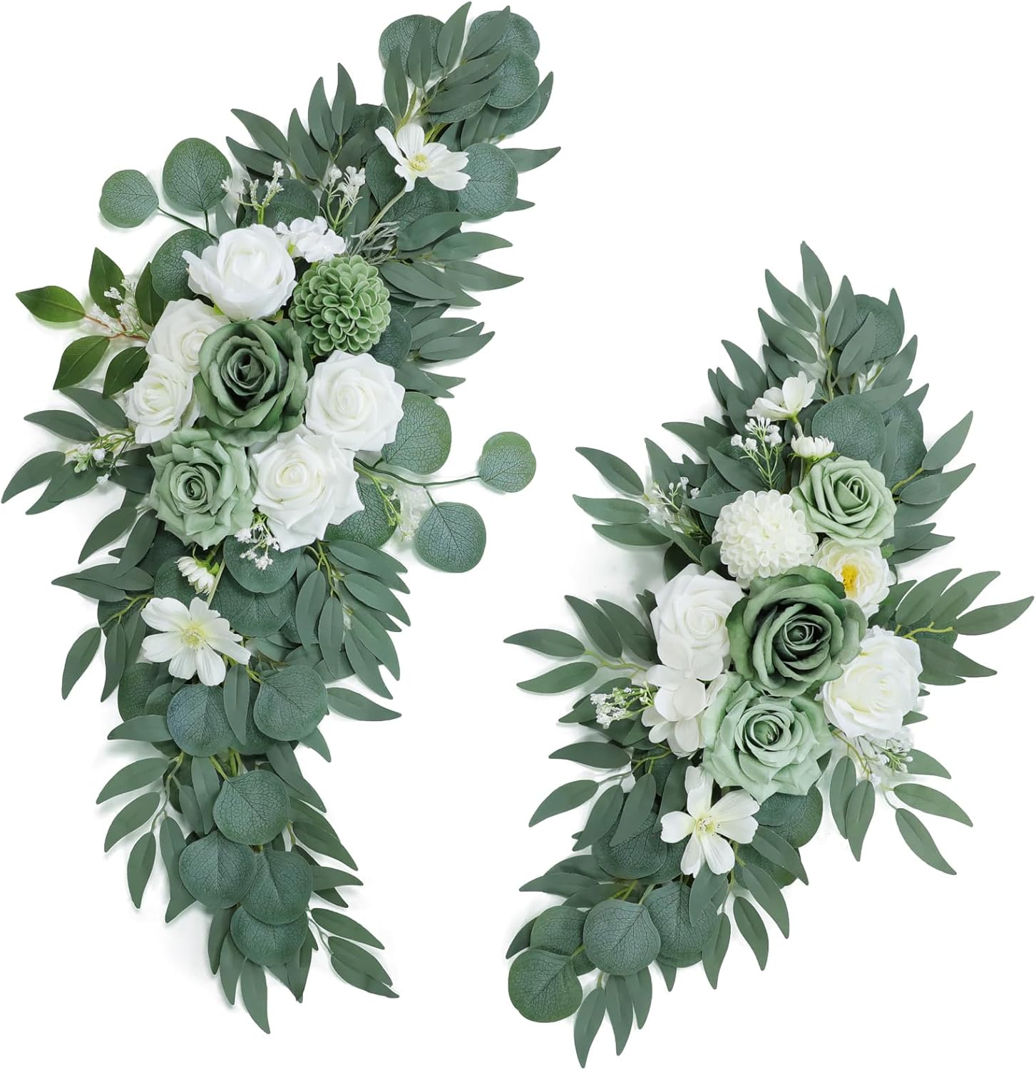 Udoula Artificial Sage Green Wedding Arch Flowers Swags Set of 2