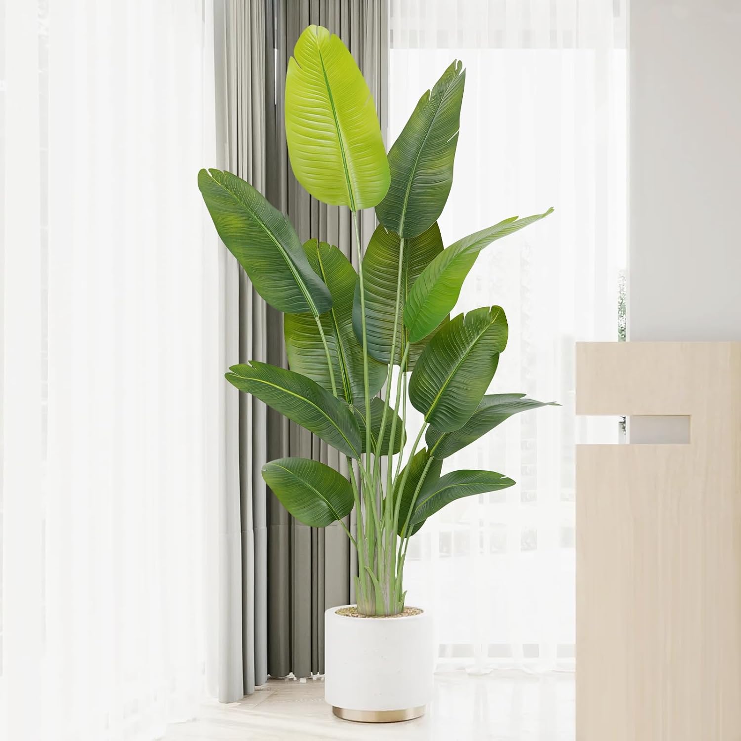 Lifelike Bird of Paradise Artificial Plant 6ft Faux Banana Leaf Tree