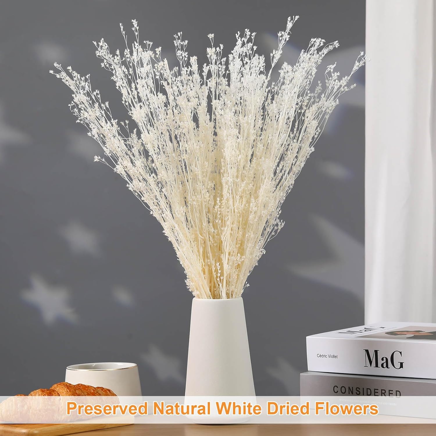 Tavkite Dried White Babys Breath Bouquet 17 Inch