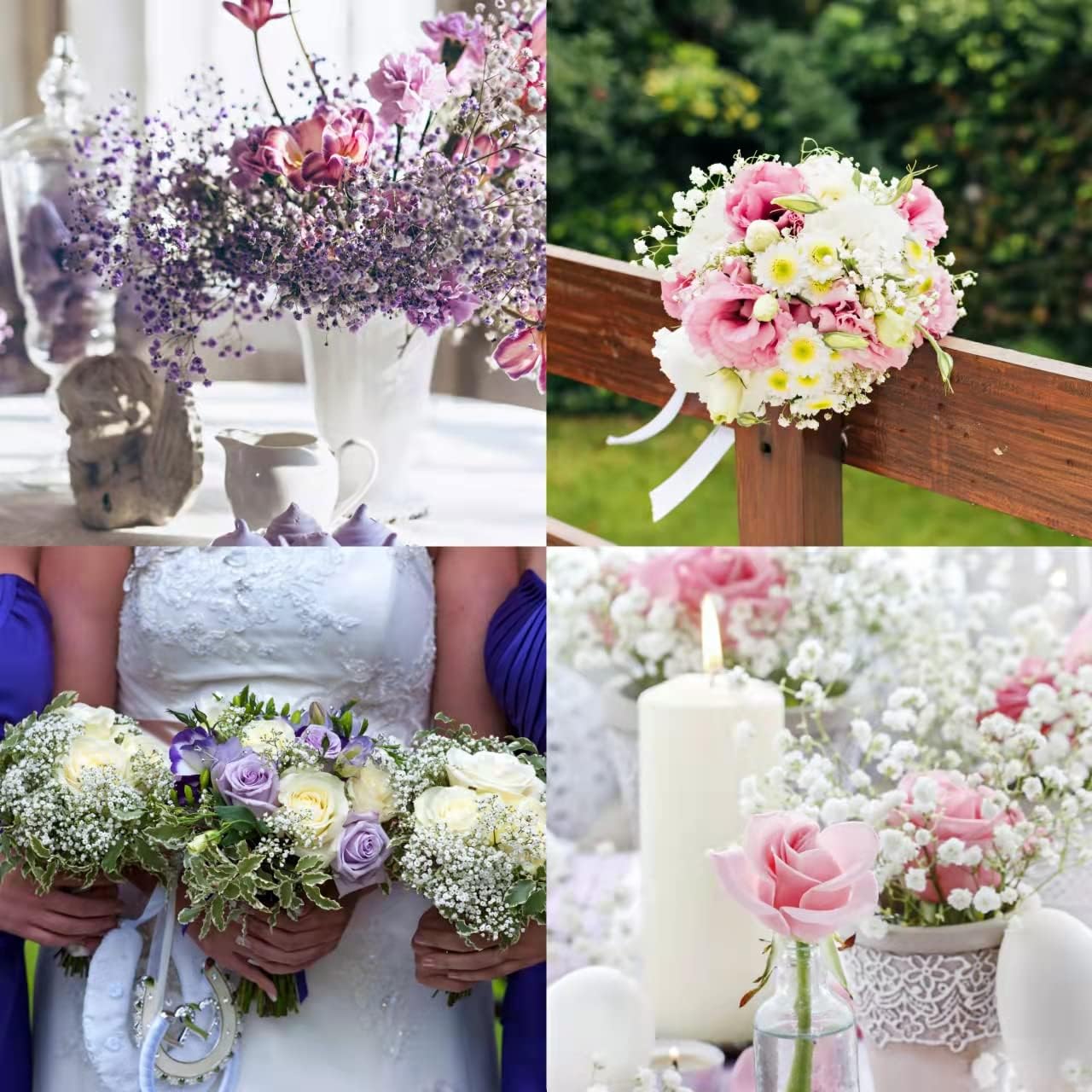Preserved Babys Breath Flowers 3 Bunches Purple