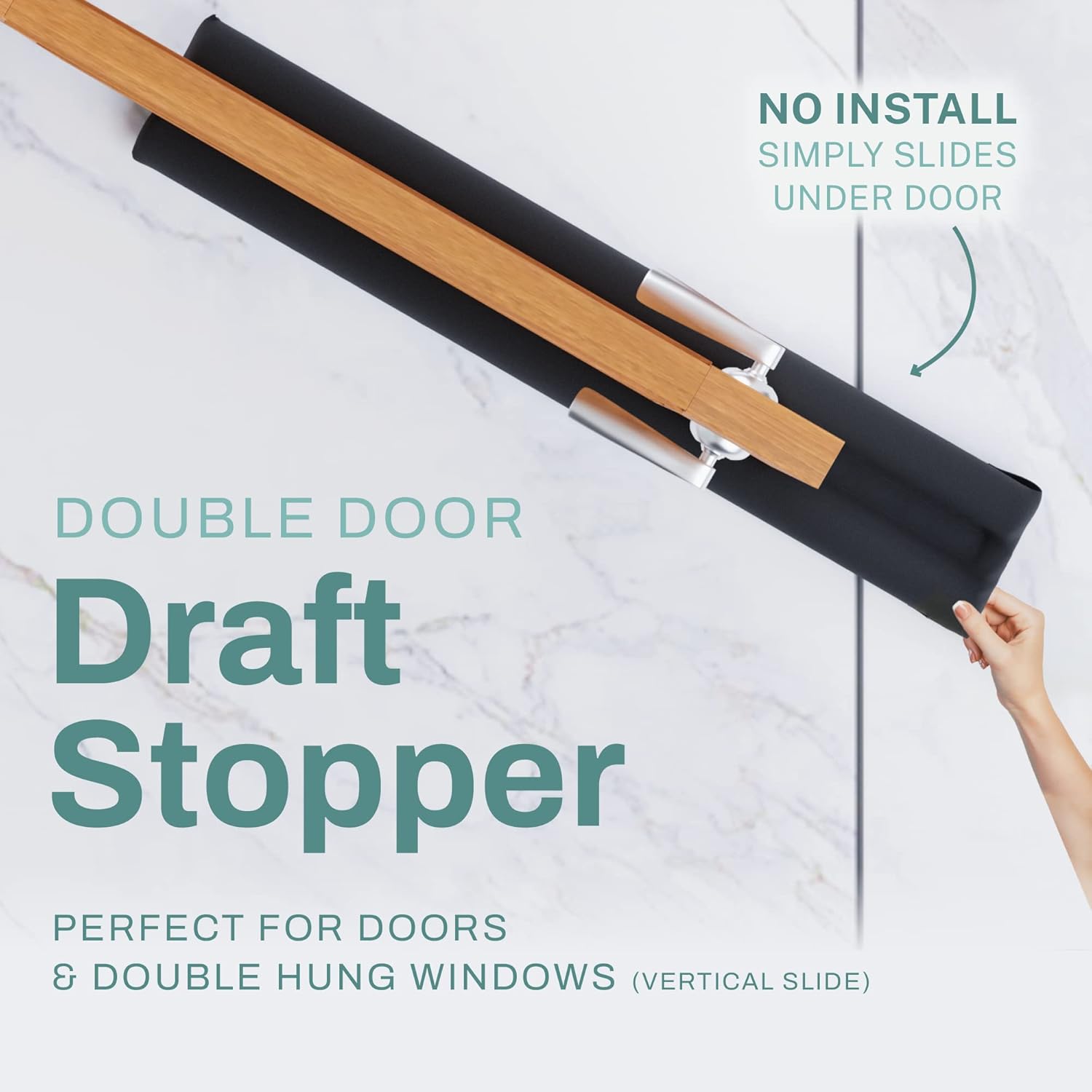 Home Intuition 36 Inch Twin Door Draft Stopper Black 2 Pack