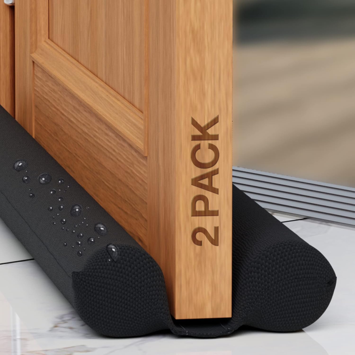 Home Intuition 36 Inch Twin Door Draft Stopper Black 2 Pack