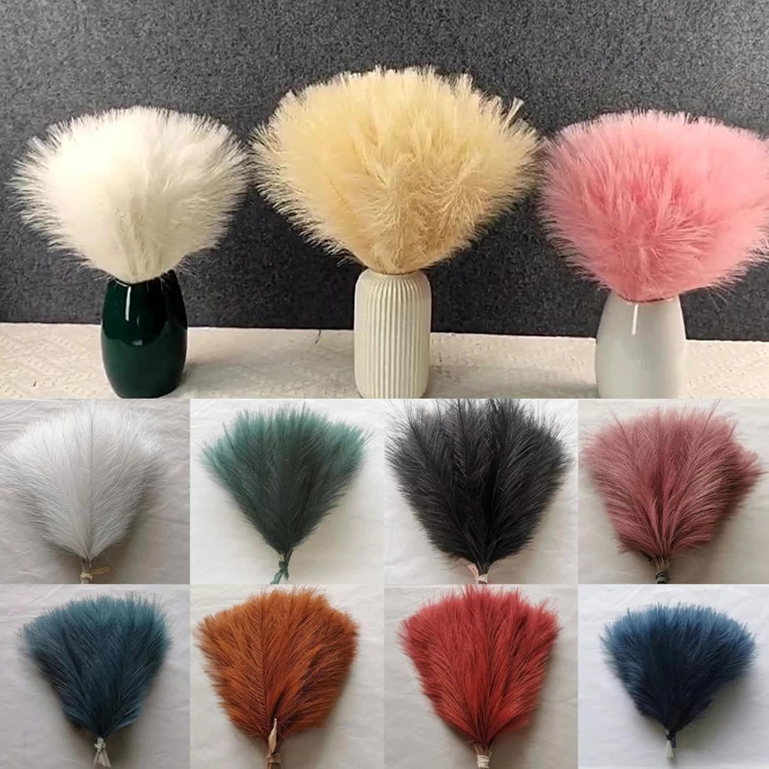 Boho Room Decor 10Pcs Artificial Black Pampas Grass Bouquet