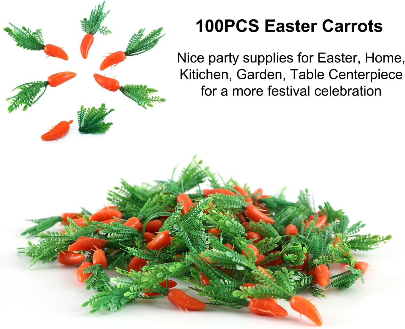 100PCS Mini Easter Carrots Plastic Decorations